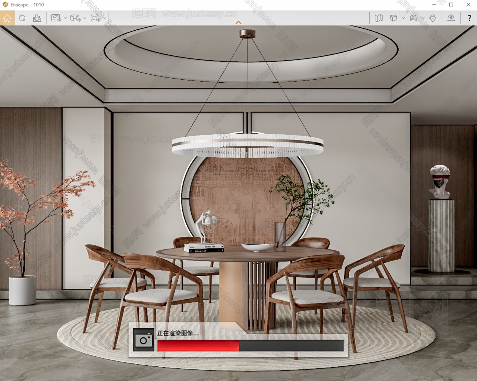 新中式餐厅模型SU模型下载[ID:108351476]_建e网su模型