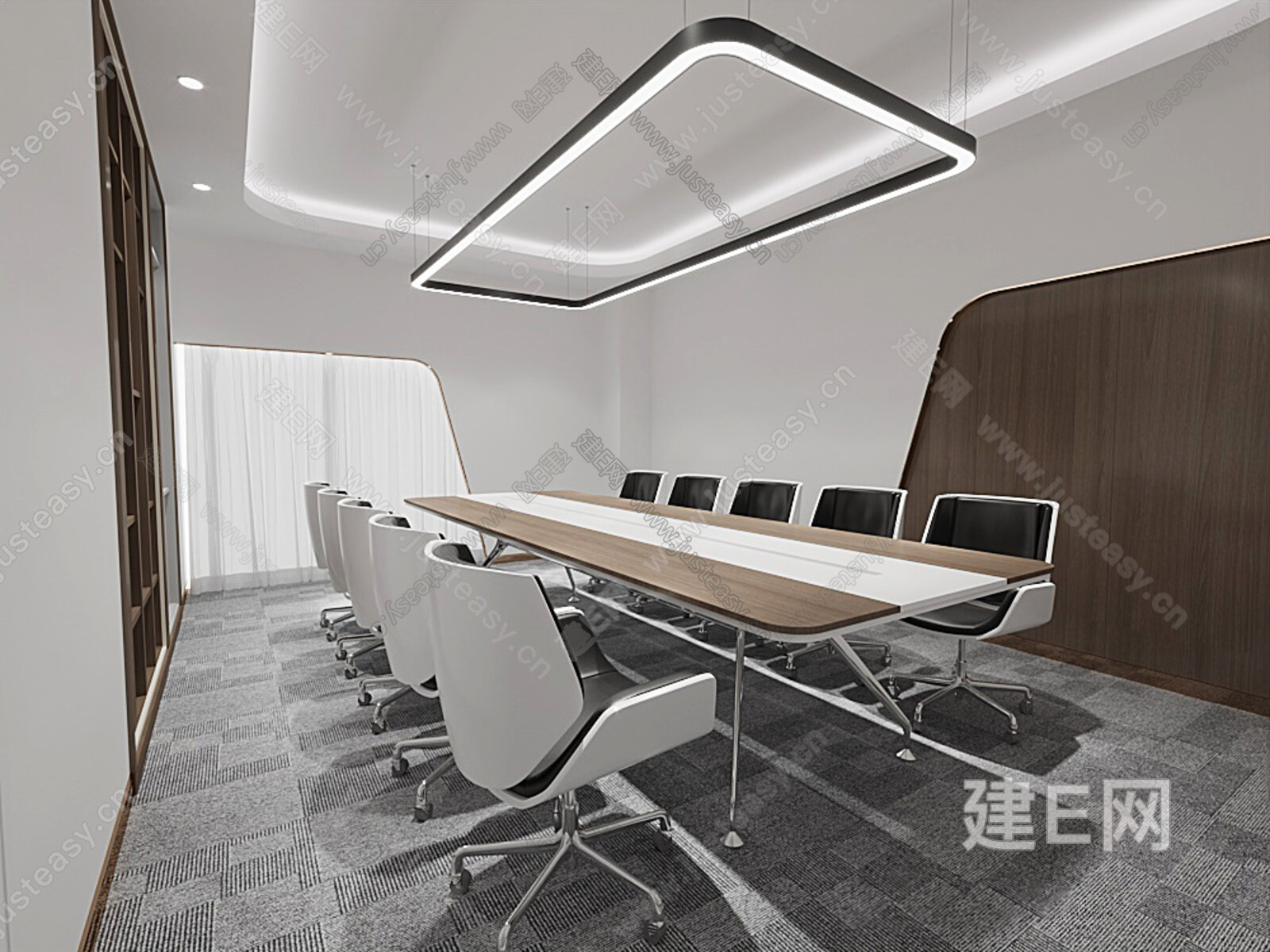 现代会议室3d模型下载[ID:102258546]_建e网3d模型