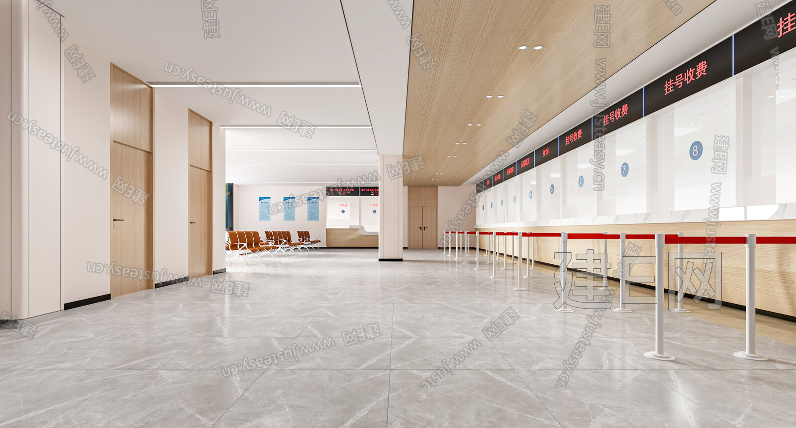 现代医院挂号大厅3d模型下载[ID:103110541]_建e网3d模型