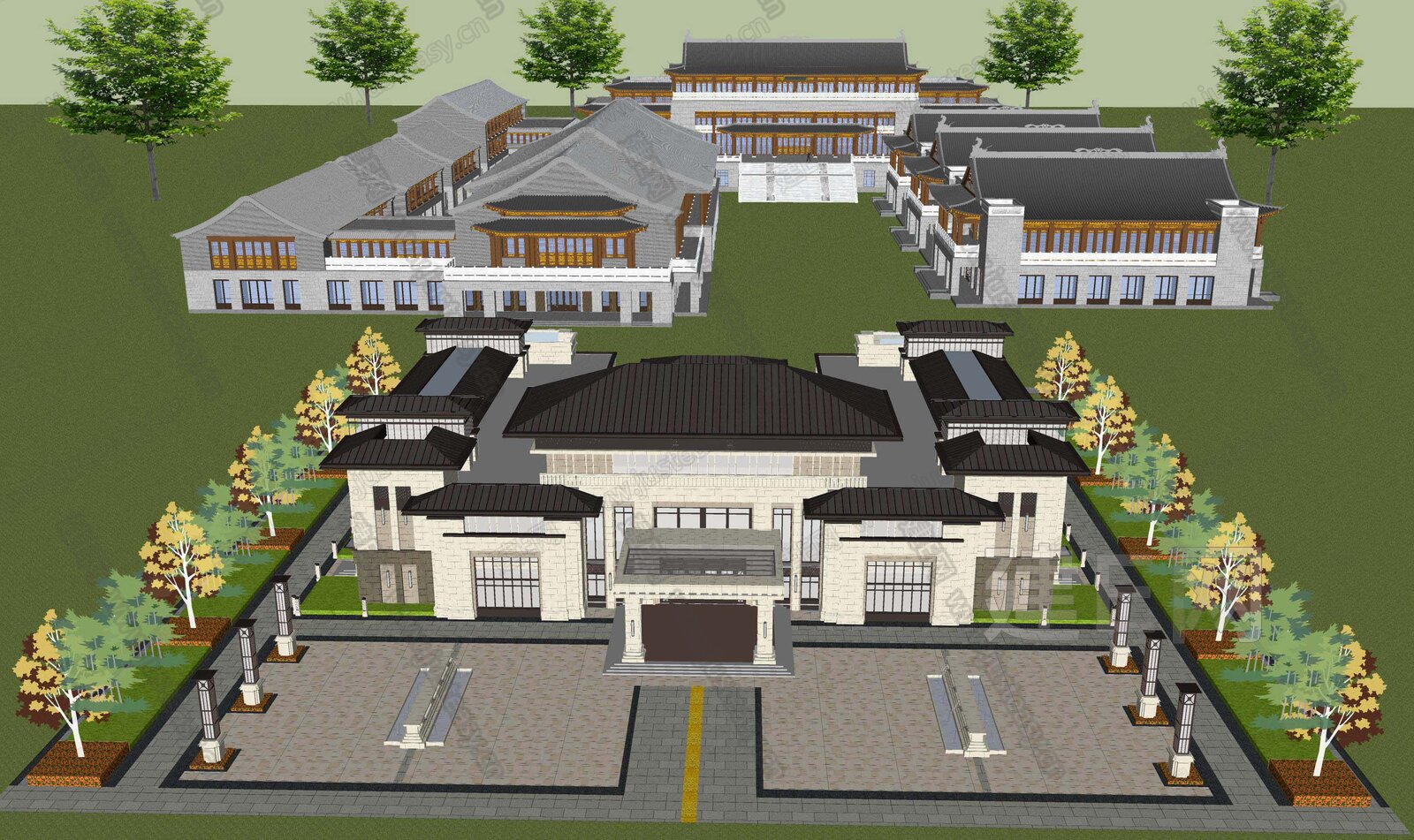 现代文化展馆模型SU模型下载[ID:108417009]_建E室内设计网