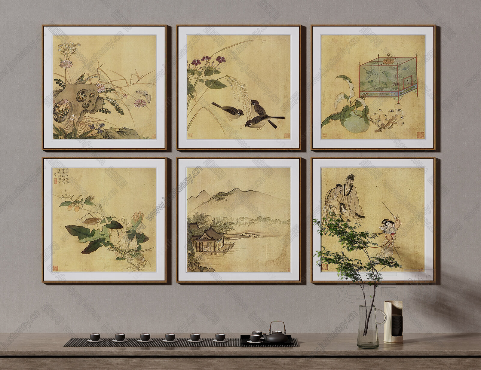 【新中式装饰画3d模型】建E网_新中式装饰画3d模型下载[ID:102782790]_打造3d新中式装饰画模型免费下载平台
