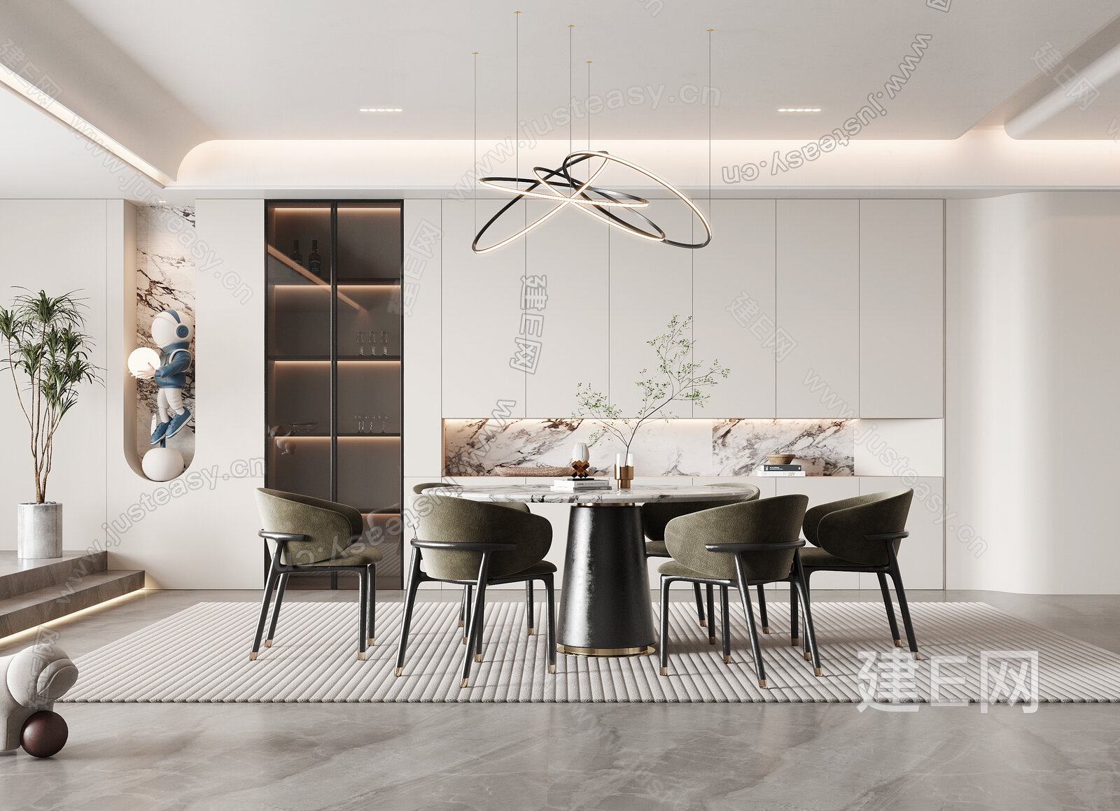 现代餐厅模型SU模型下载[ID:108875382]_建E室内设计网