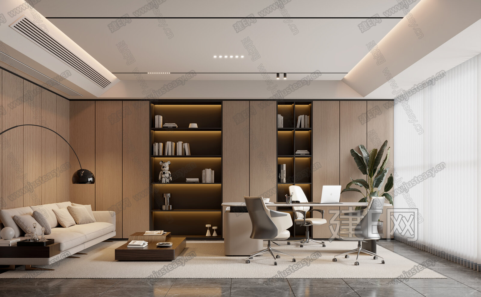 现代经理办公室3d模型下载[ID:103962600]_建e网3d模型
