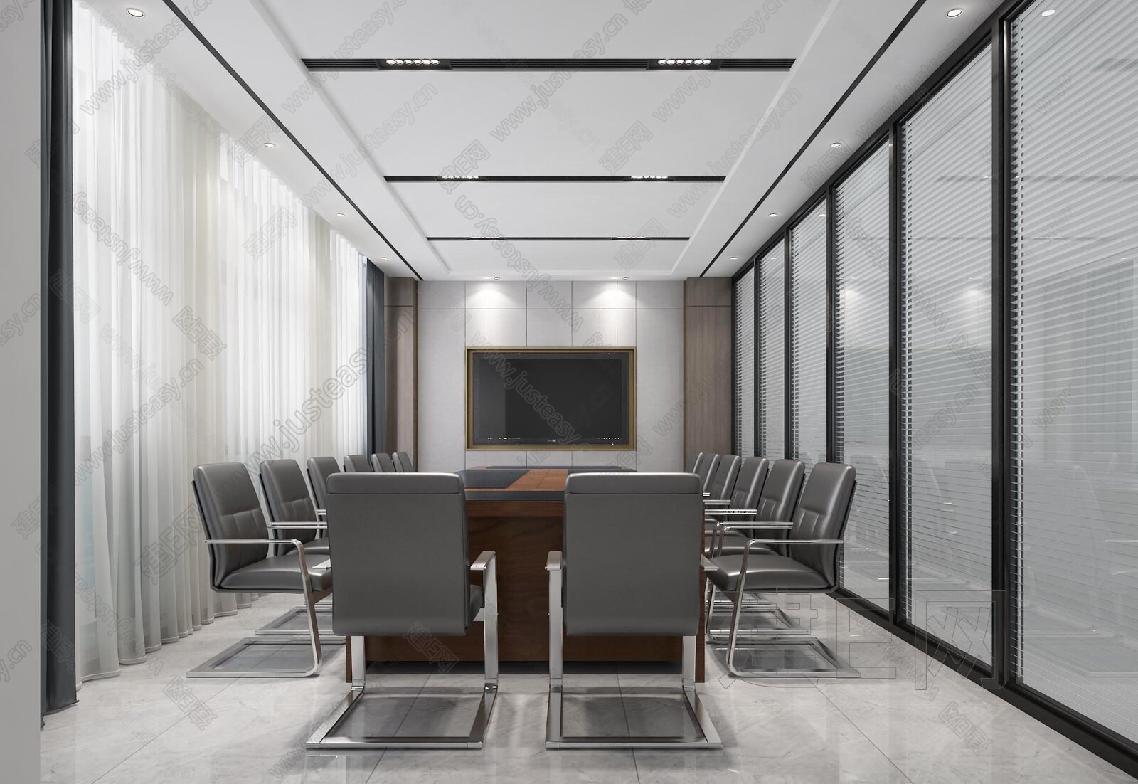 现代会议室3d模型下载[ID:104617728]_建e网3d模型