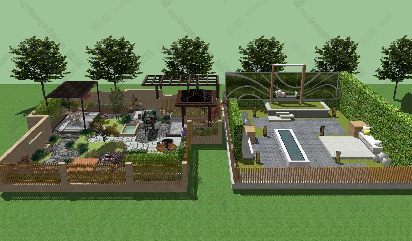 现代屋顶花园模型SU模型下载[ID:100683657]_建e网su模型