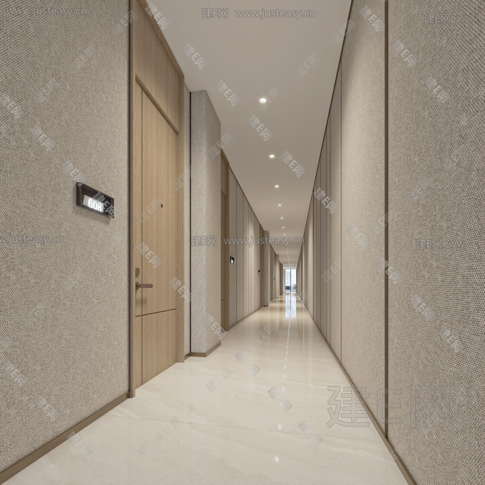 现代酒店过道3d模型下载[ID:113334239]_建e网3d模型