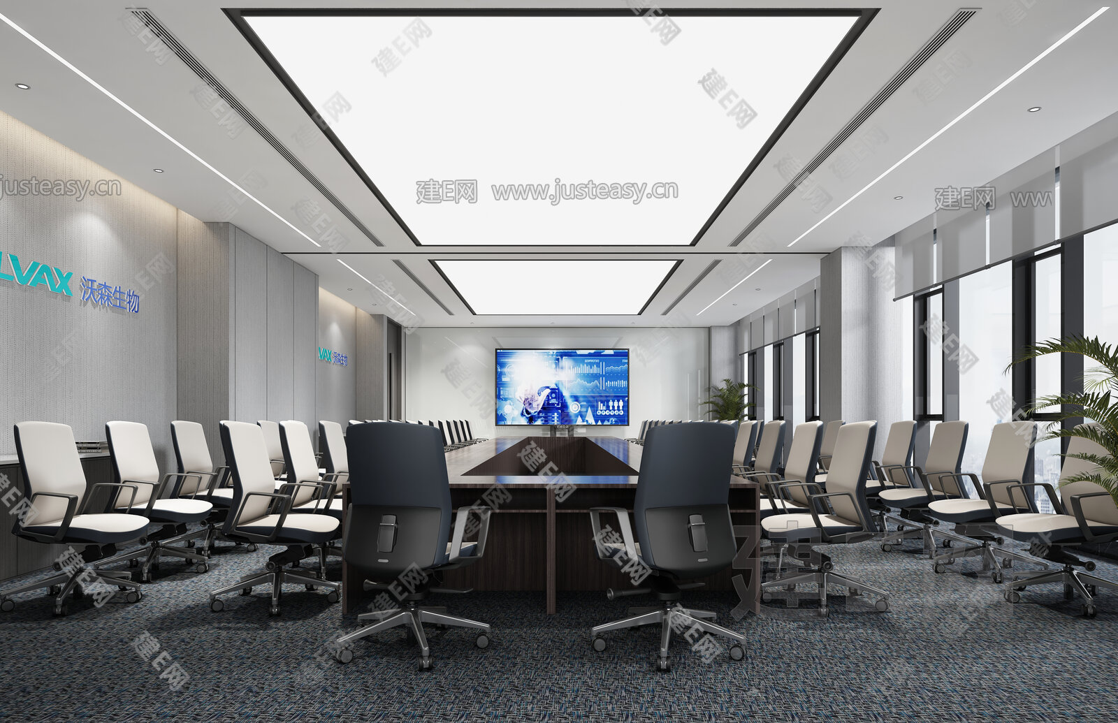 现代会议室模型SU模型下载[ID:106188409]_建e网su模型
