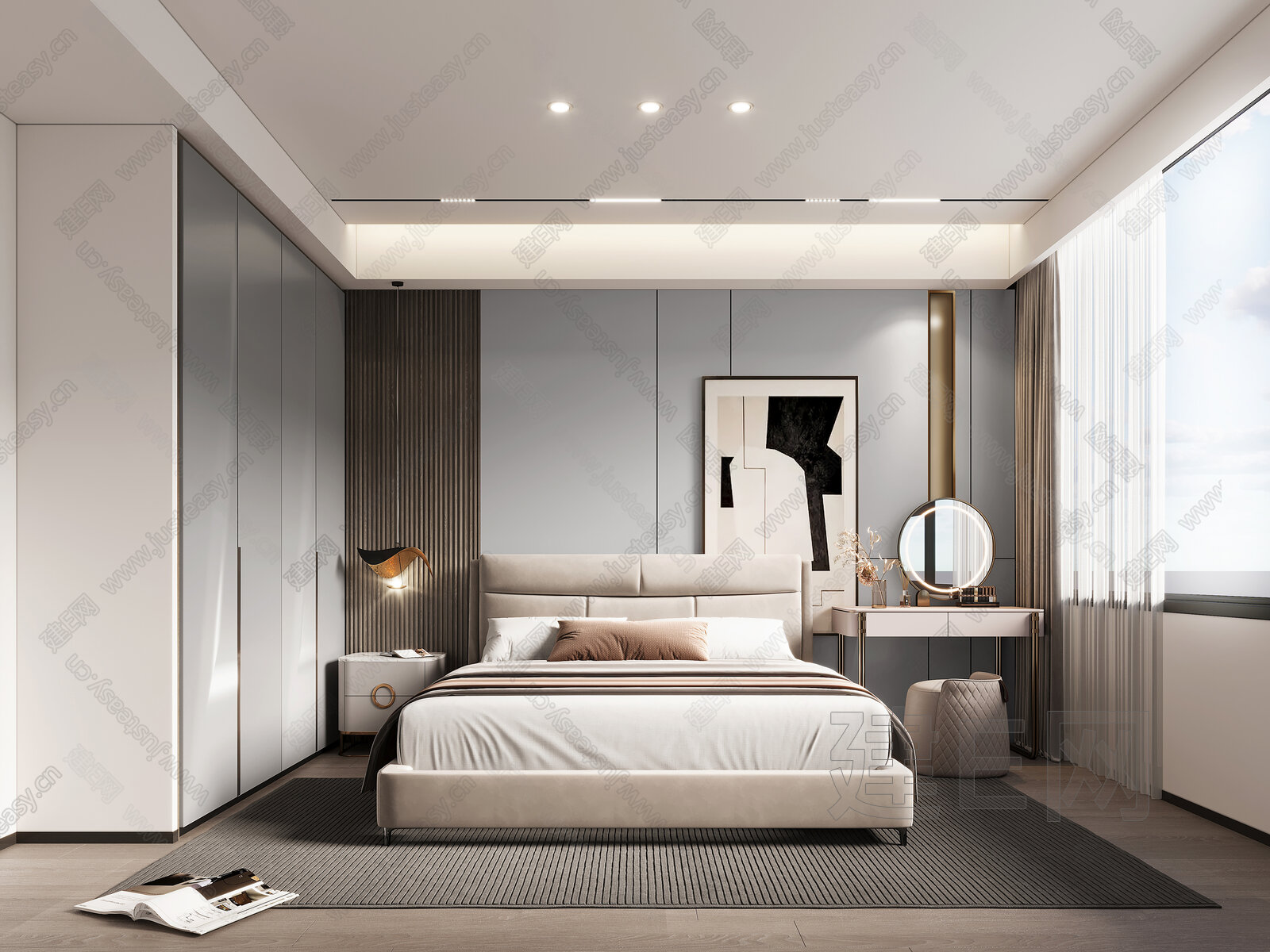 【现代轻奢卧室3d模型】建e网_现代轻奢卧室3d模型下载[ID:113268629]_打造3d现代轻奢卧室模型免费下载平台