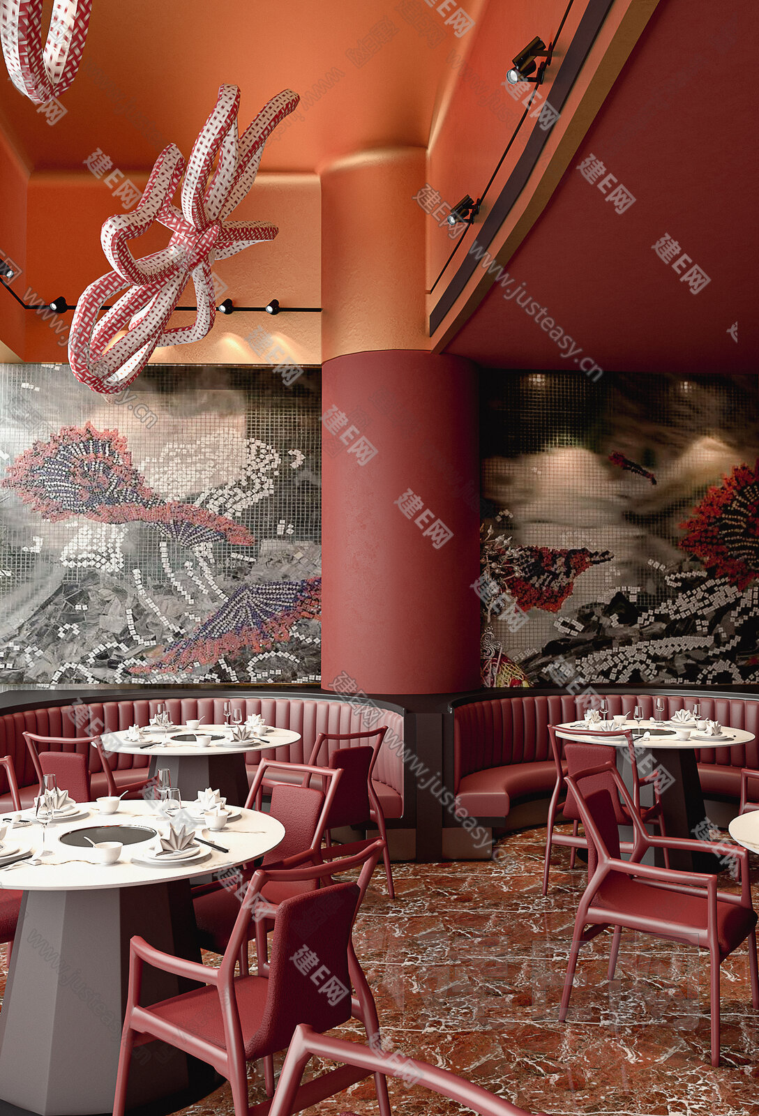 新中式国潮火锅店模型SU模型下载[ID:101404545]_建e网su模型
