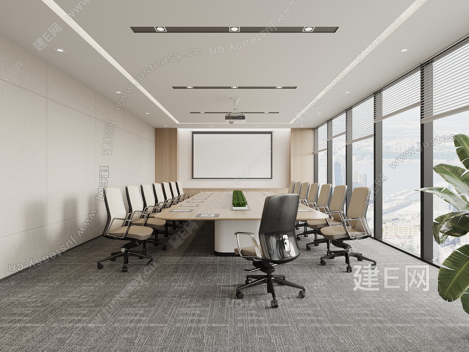 现代会议室3d模型下载[ID:113923890]_建e网3d模型