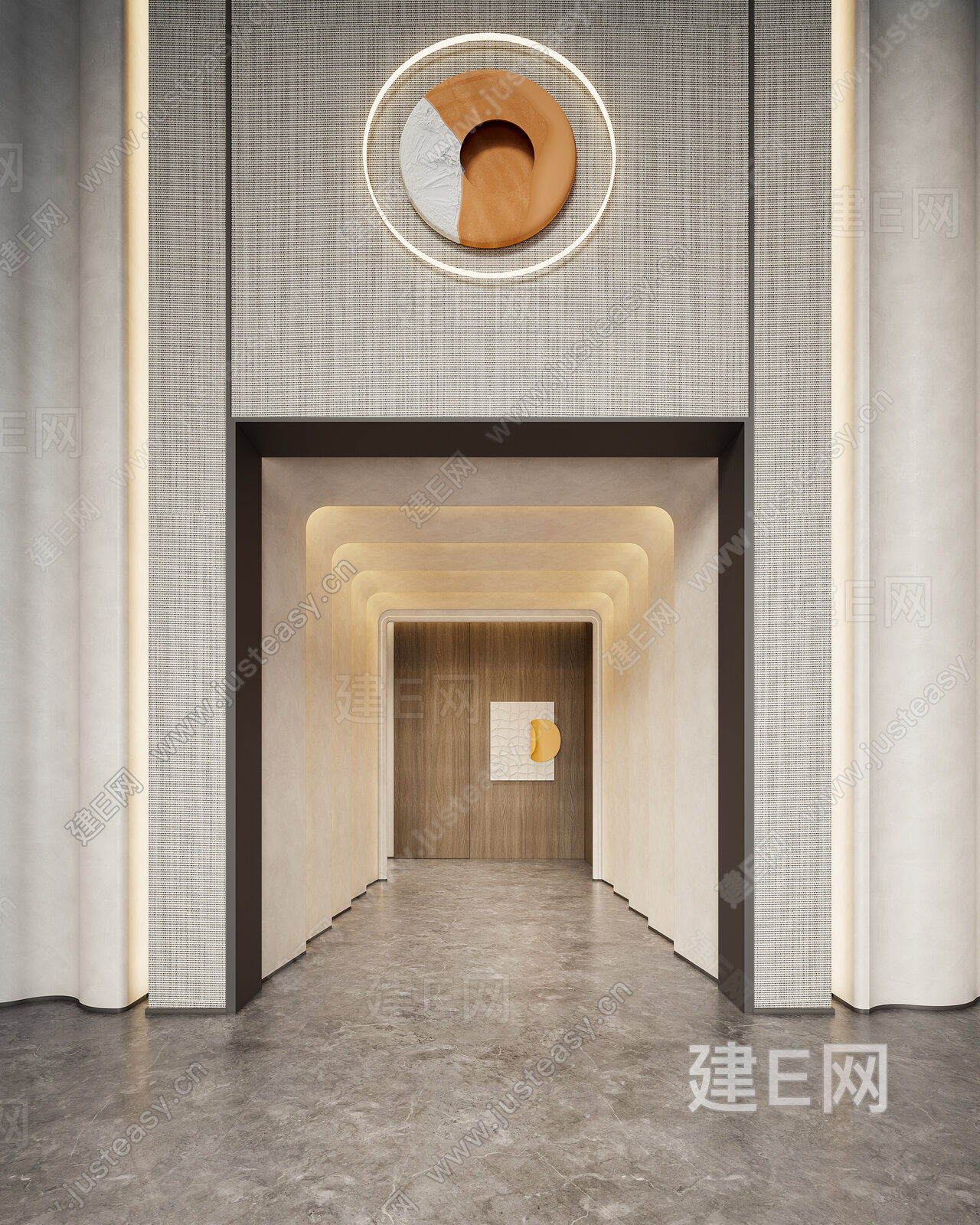 现代酒店过道模型SU模型下载[ID:102322103]_建E室内设计网
