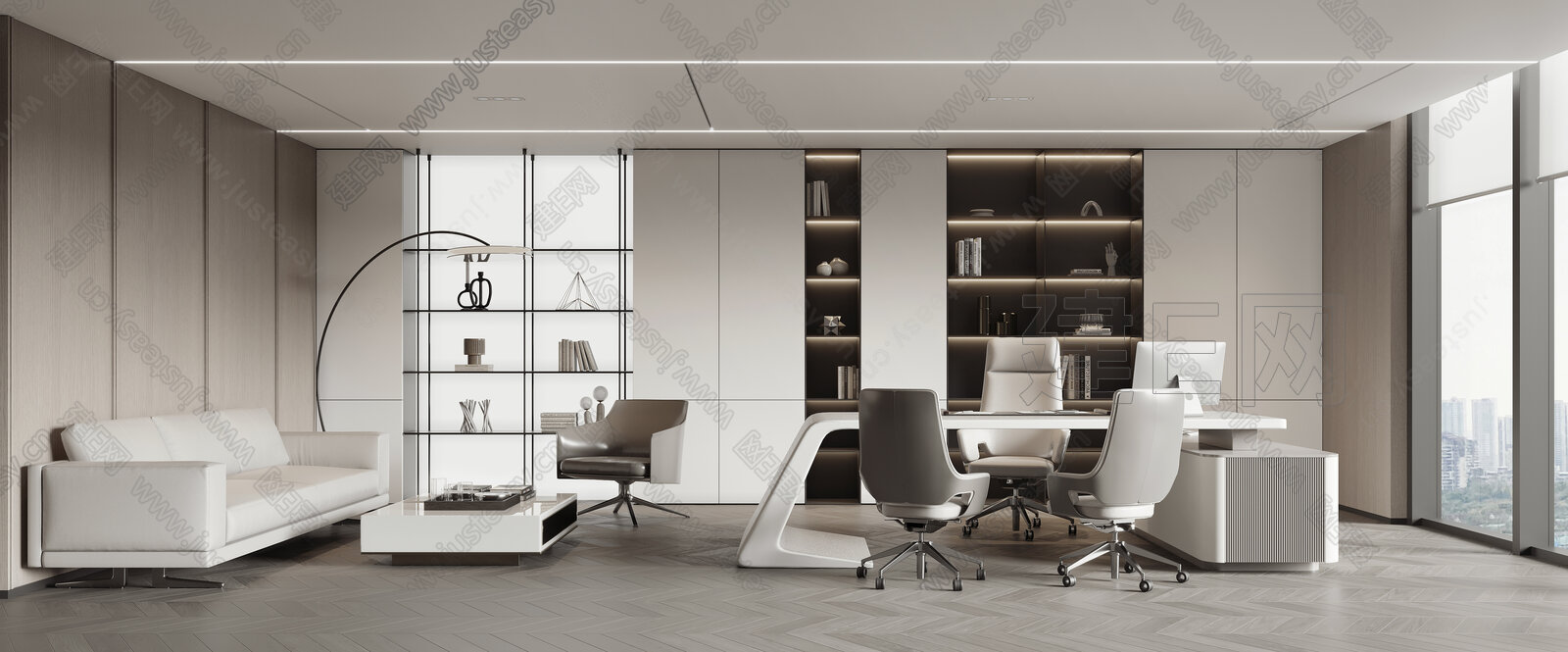 现代经理办公室3d模型下载[ID:114579344]_建e网3d模型