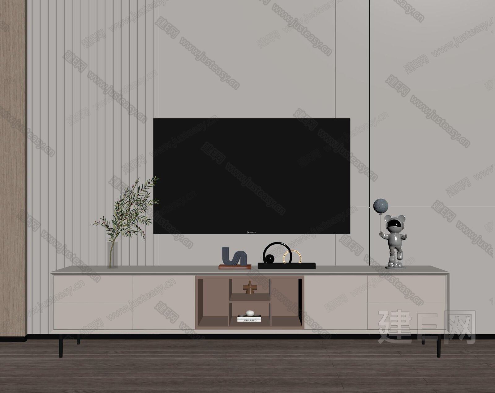 现代电视柜模型SU模型下载[ID:101797754]_建E室内设计网