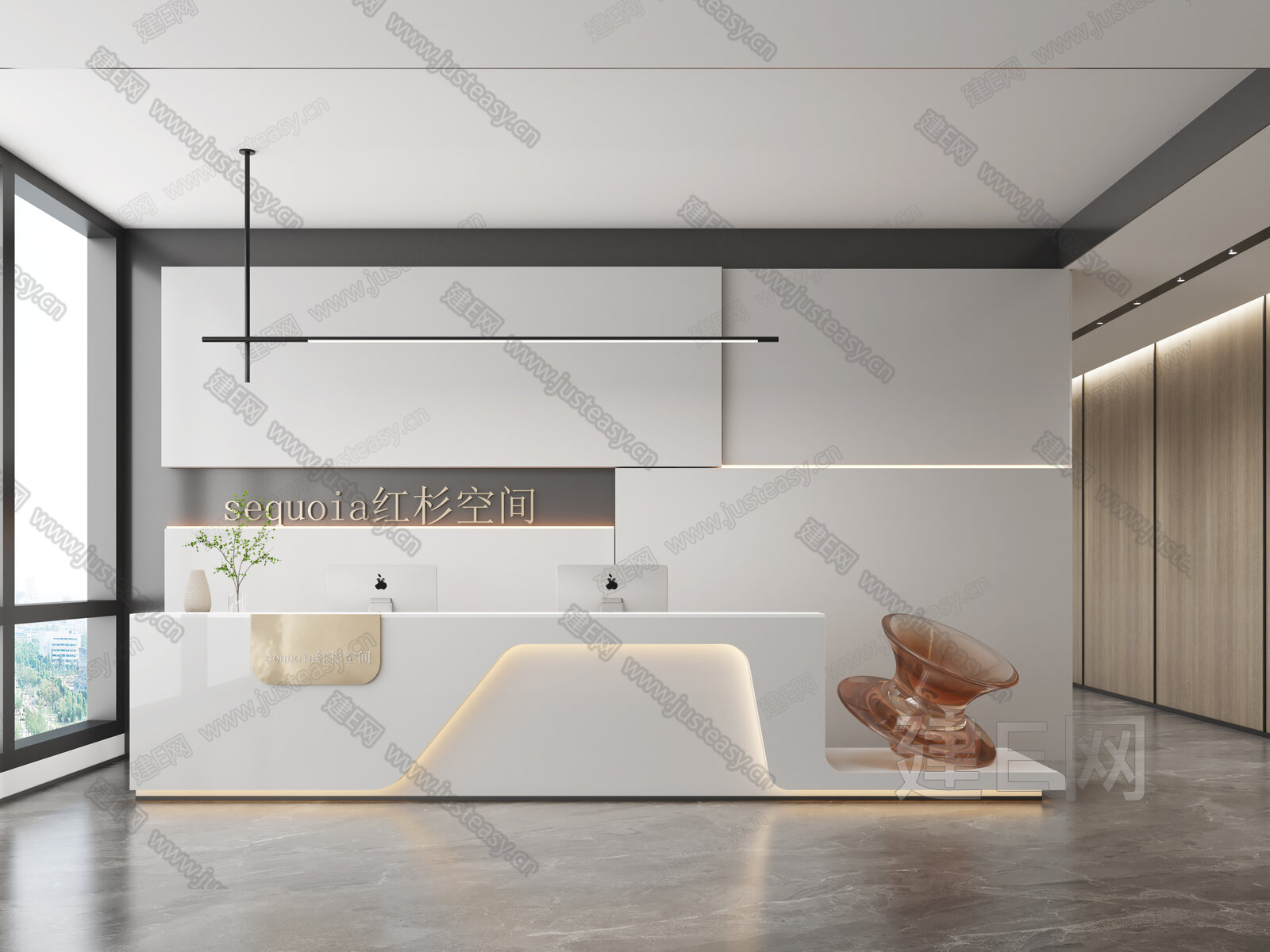 现代公司前台模型SU模型下载[ID:109596554]_建e网su模型