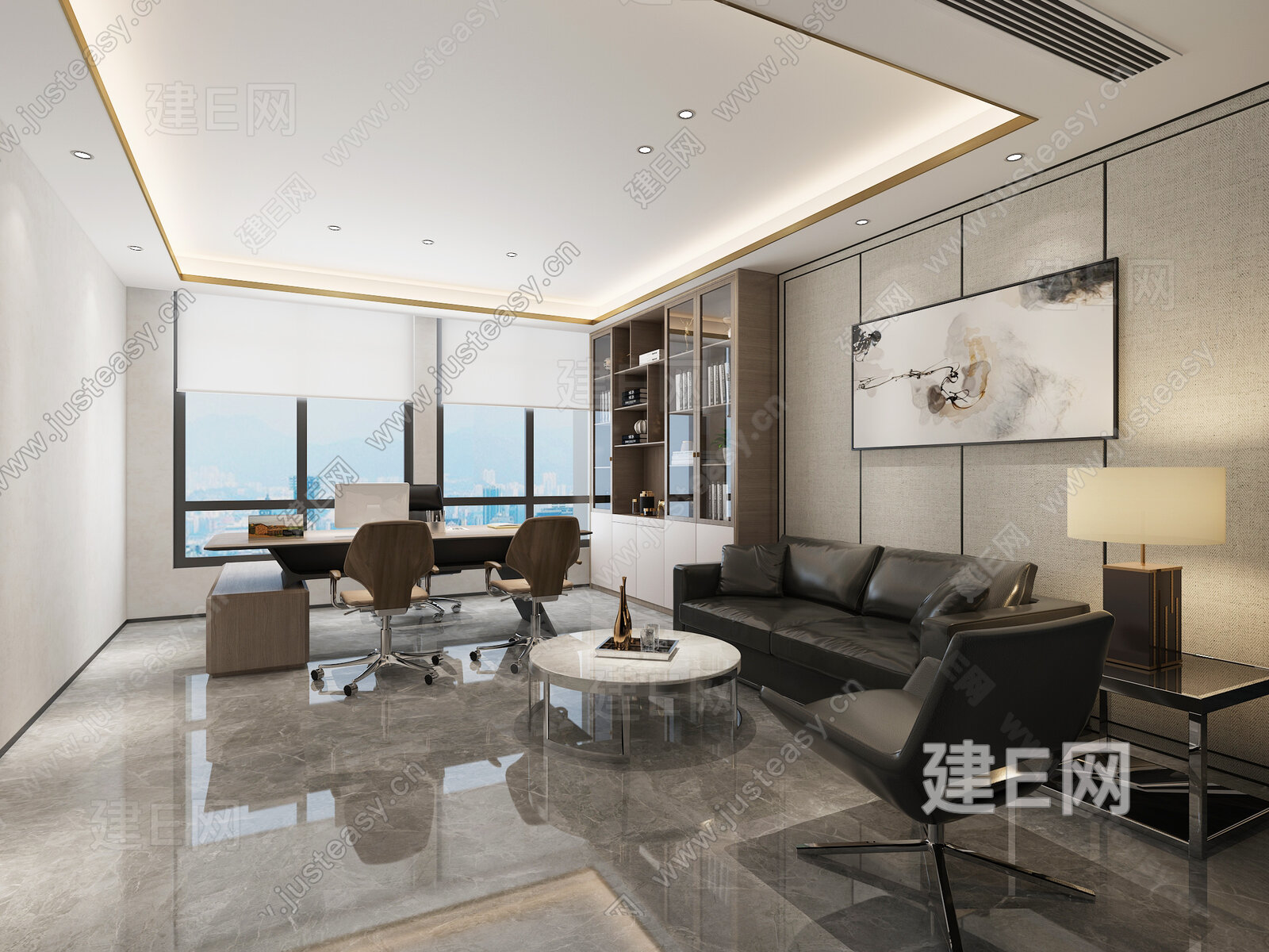 现代经理办公室3d模型下载[ID:115103548]_建e网3d模型