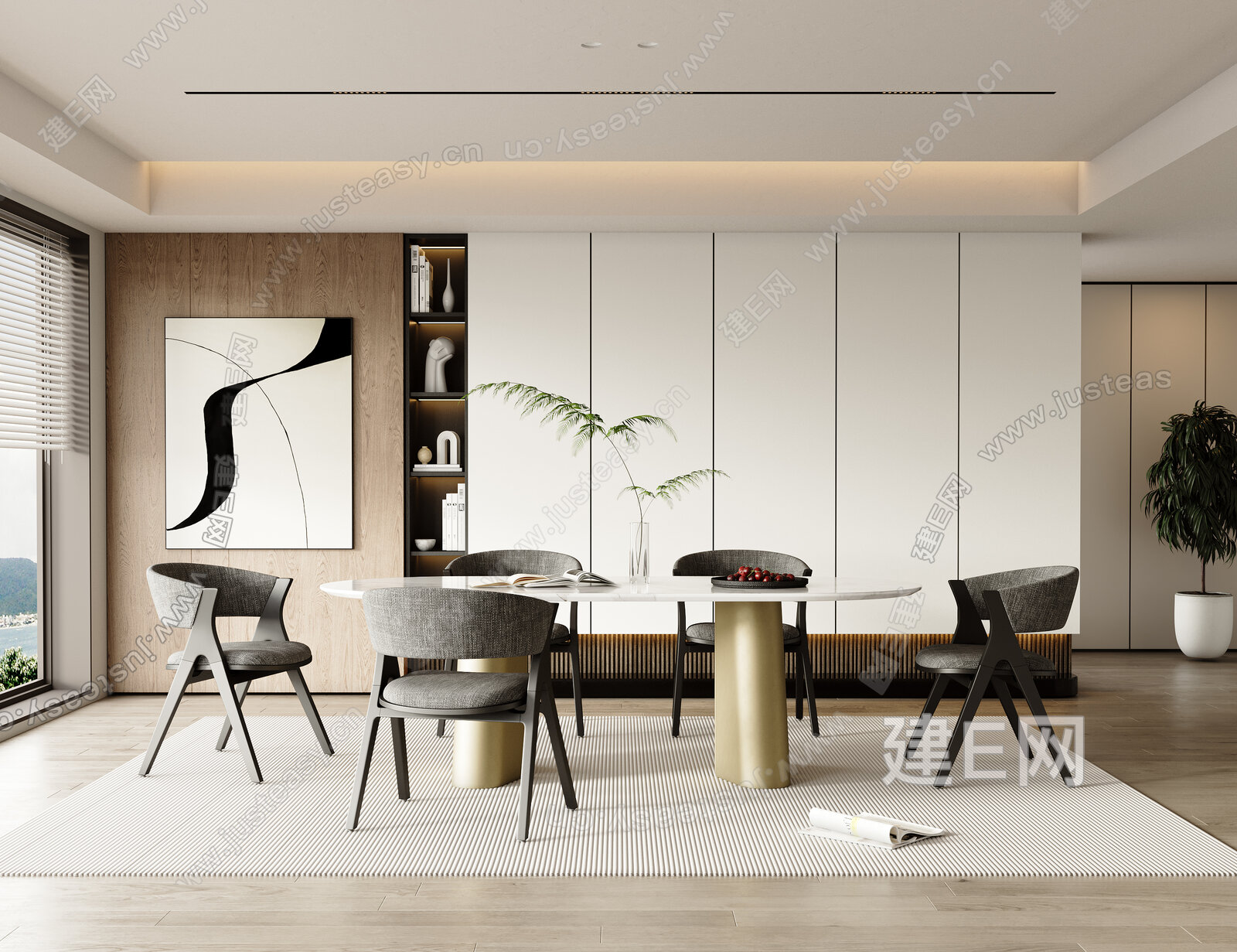 现代餐厅模型SU模型下载[ID:102715213]_建e网su模型