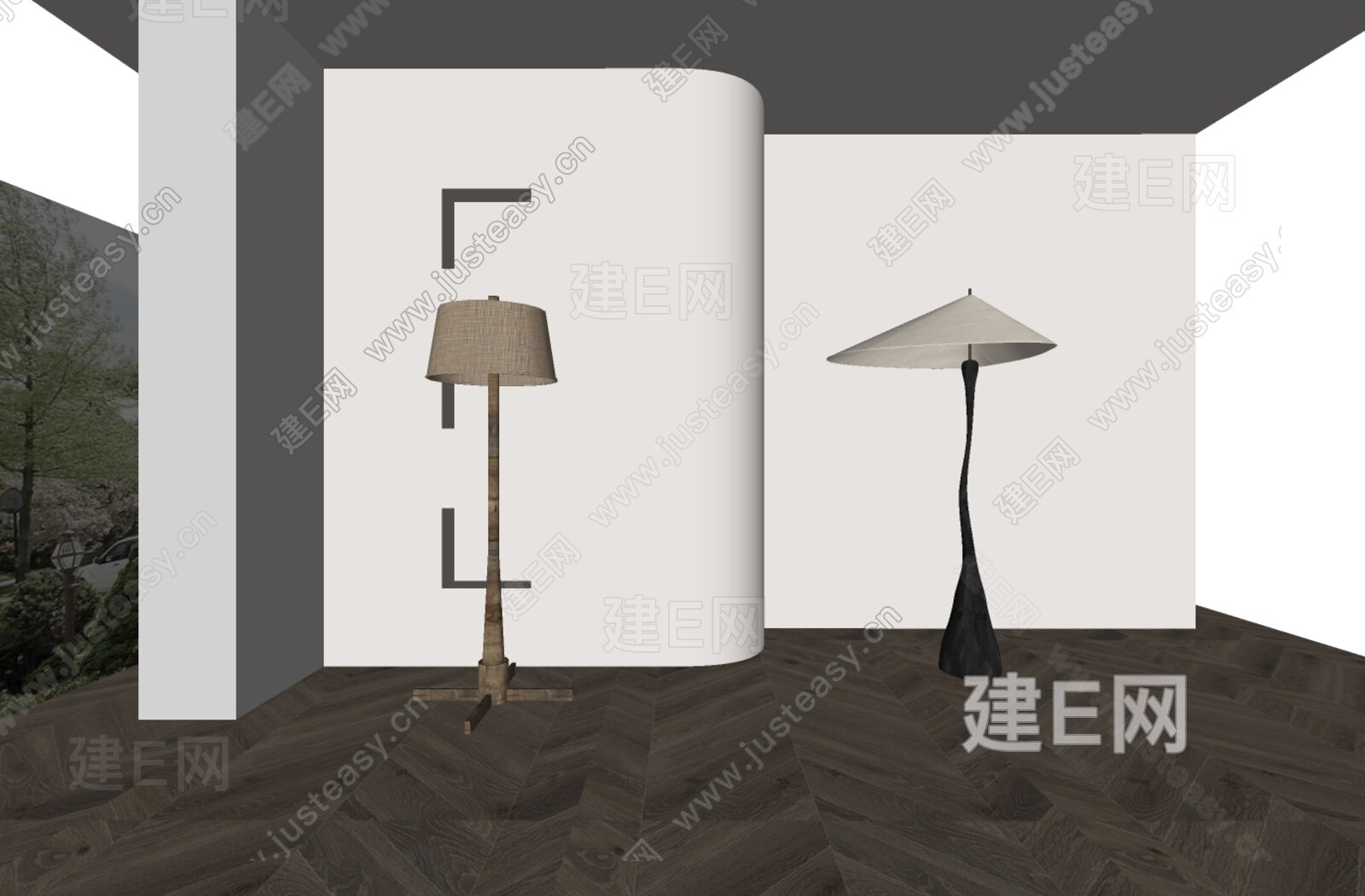 侘寂风落地灯模型SU模型下载[ID:102321969]_建e网su模型