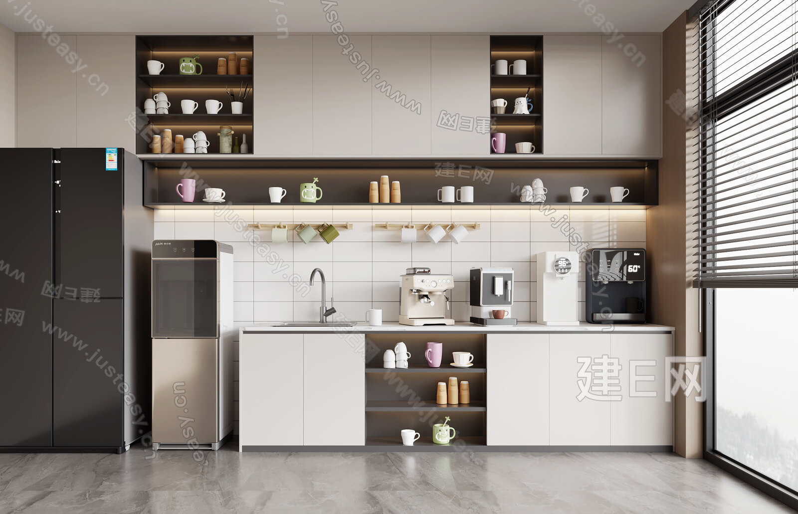 现代办公茶水柜模型SU模型下载[ID:103370620]_建E室内设计网