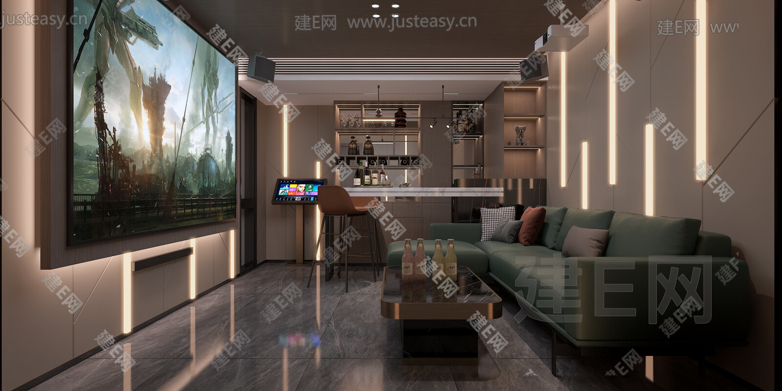 【现代影音室3d模型】建e网_现代影音室3d模型下载[ID:115365760]_打造3d现代影音室模型免费下载平台