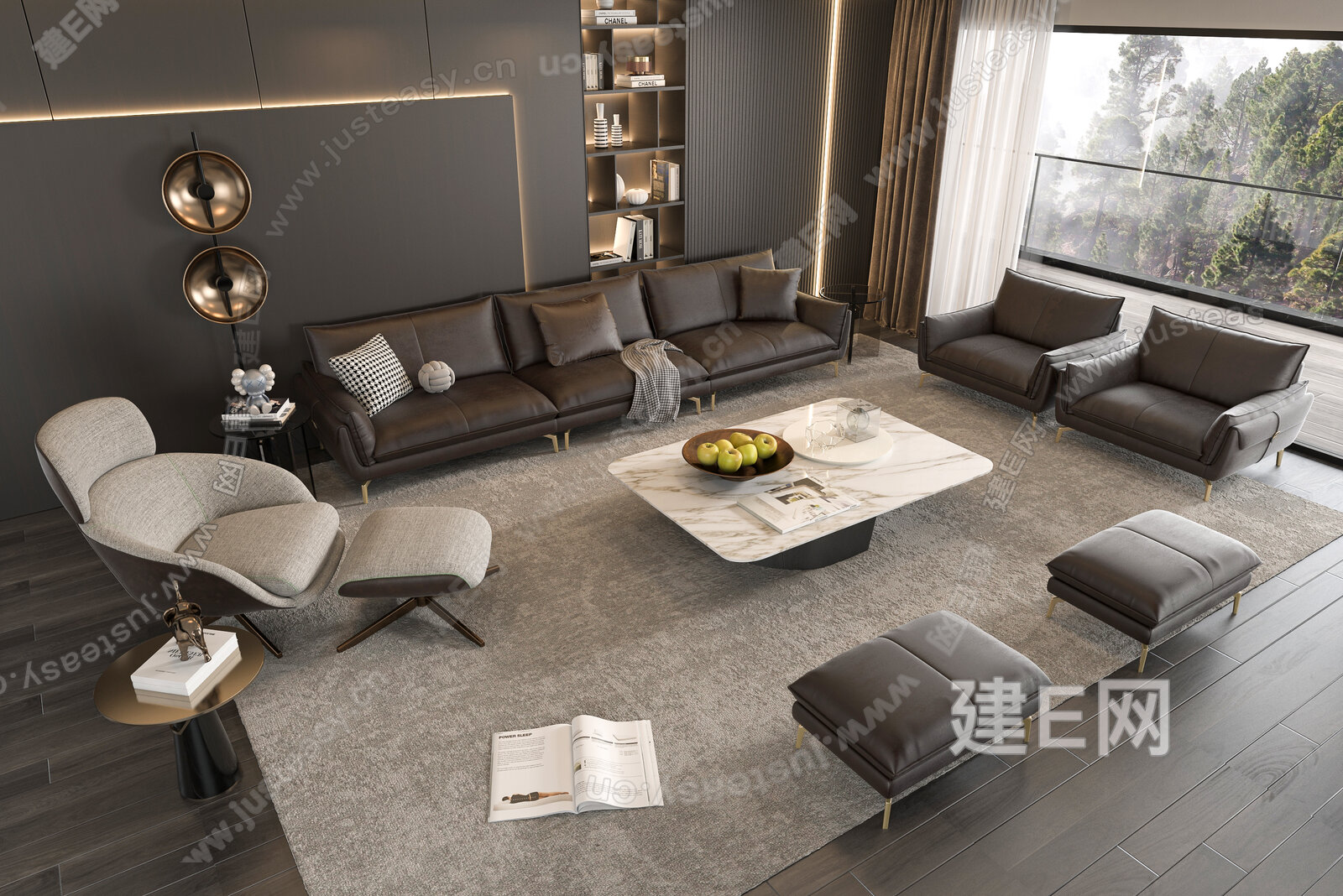 Minotti 现代沙发茶几组合SU模型下载[ID:109924250]，Minotti 现代沙发茶几组合，SU模型下载