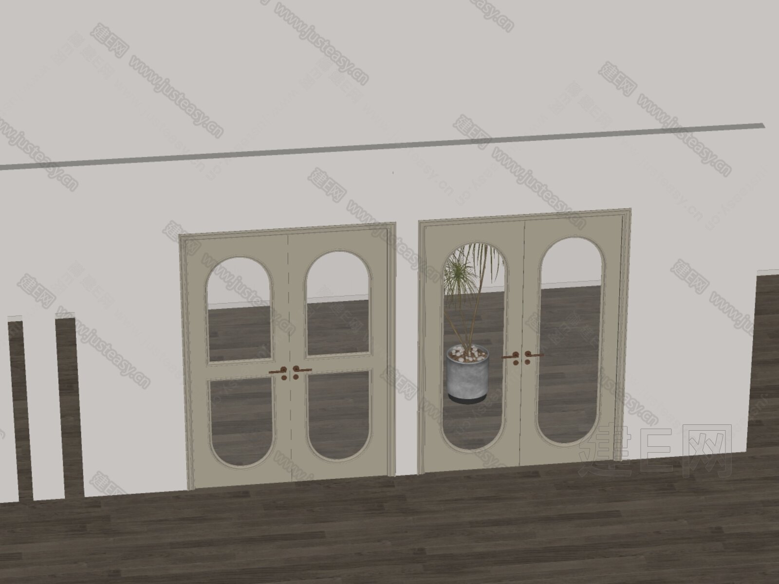 法式双开门模型SU模型下载[ID:103567232]_建e网su模型
