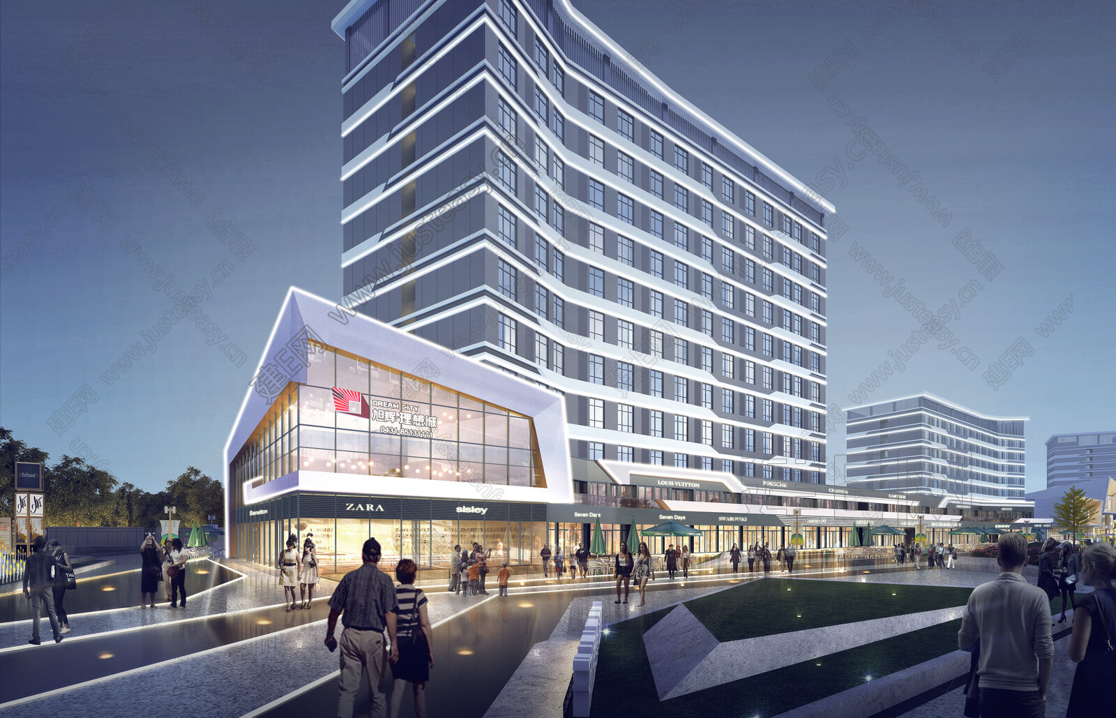现代商业街模型SU模型下载[ID:103894866]_建e网su模型