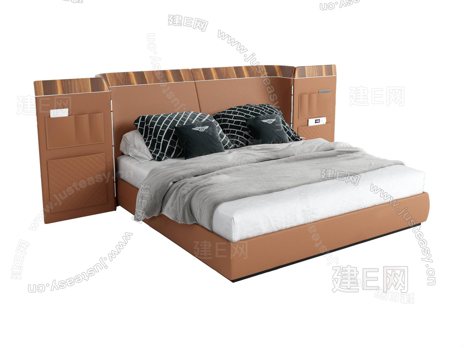 RAMSEY BED 现代双人床模型SU模型下载[ID:114184181]_建e网su模型