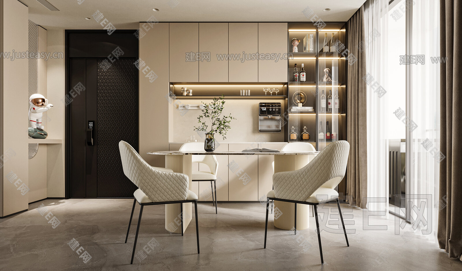 【现代奶油风餐厅3d模型】建e网_现代奶油风餐厅3d模型下载[ID:109336478]_打造3d现代奶油风餐厅模型免费下载平台
