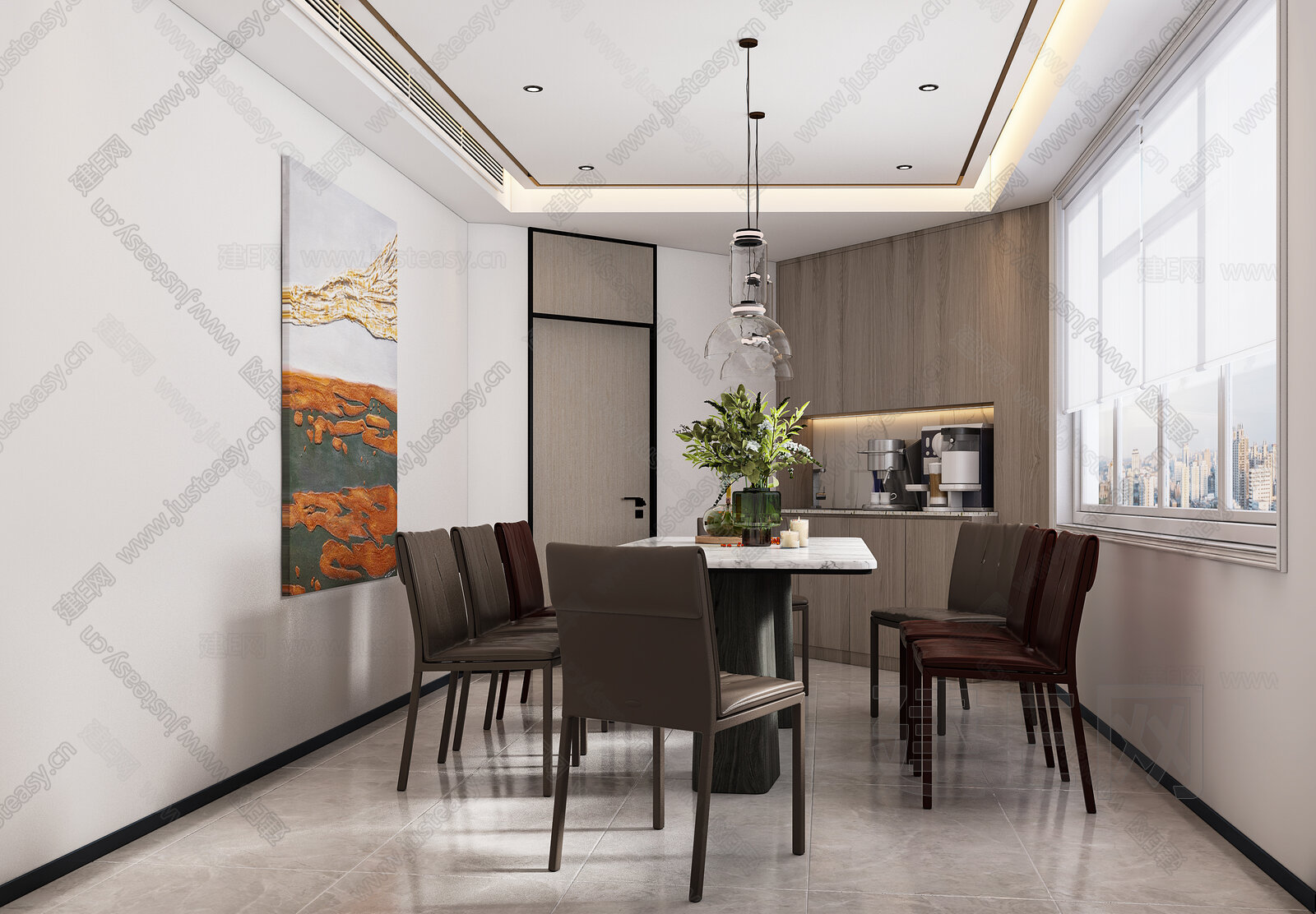 现代餐厅模型SU模型下载[ID:102846073]_建e网su模型
