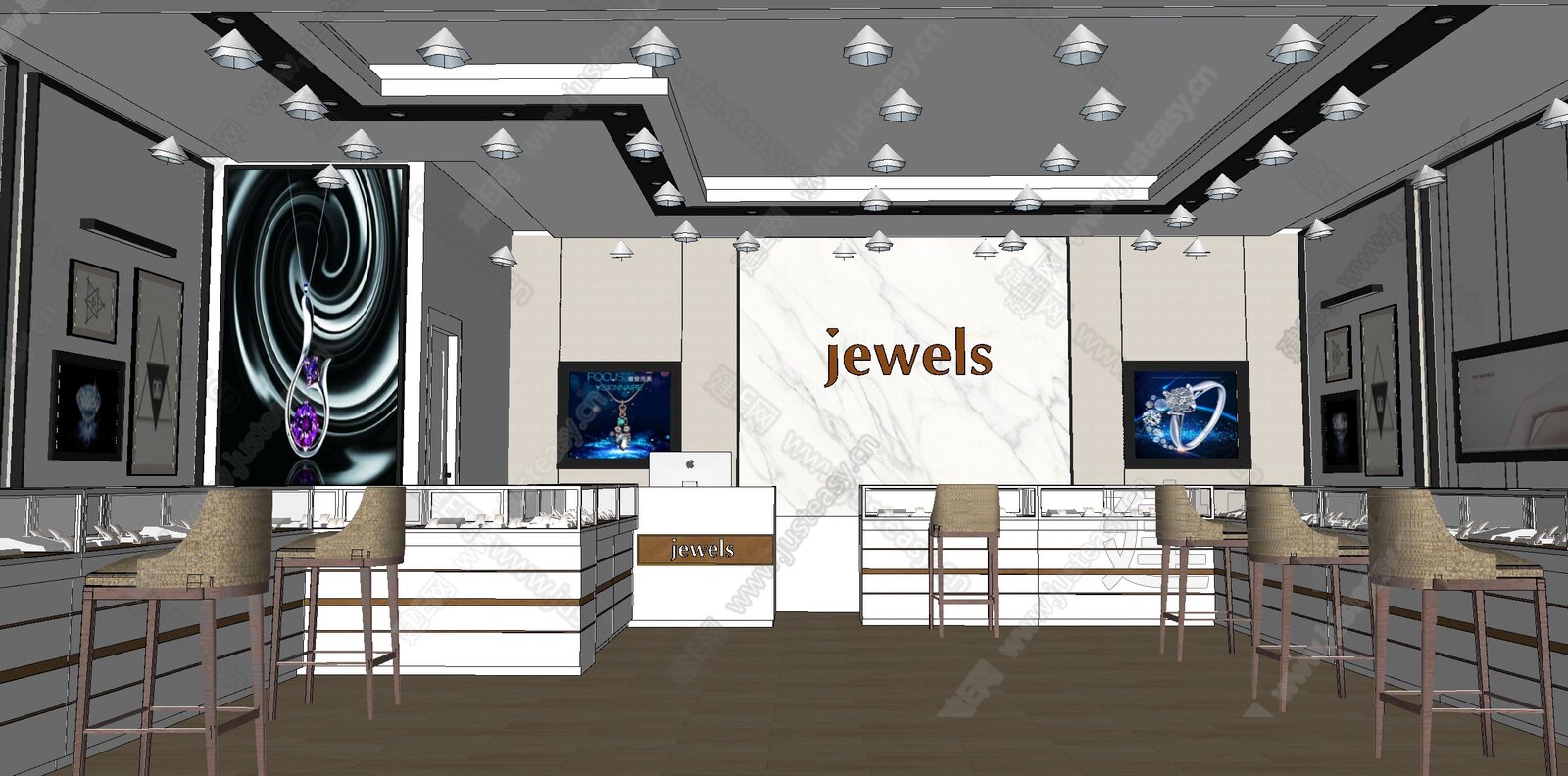 现代珠宝店模型SU模型下载[ID:113659862]_建e网su模型