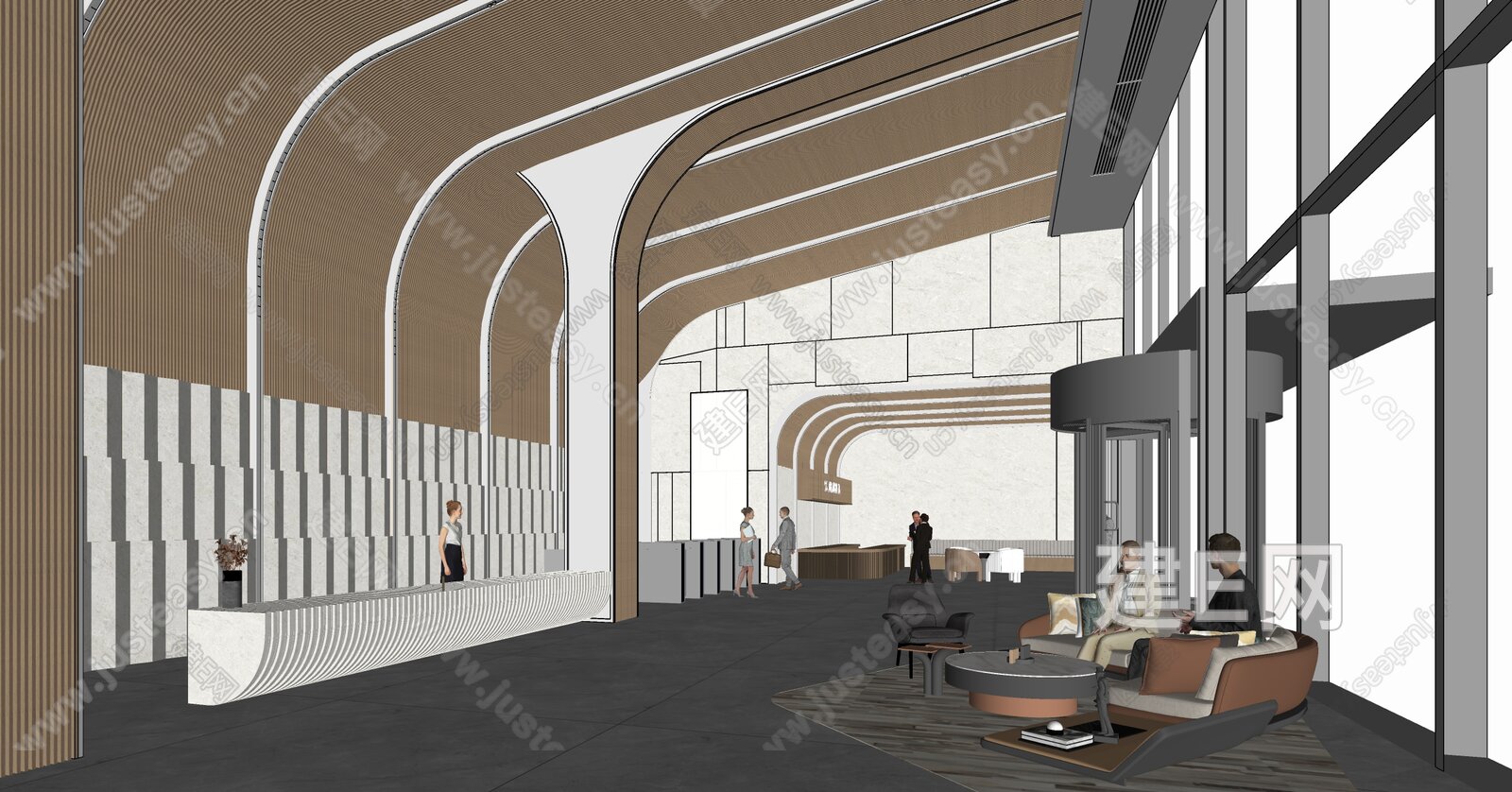 现代公司大堂模型SU模型下载[ID:113266624]_建e网su模型