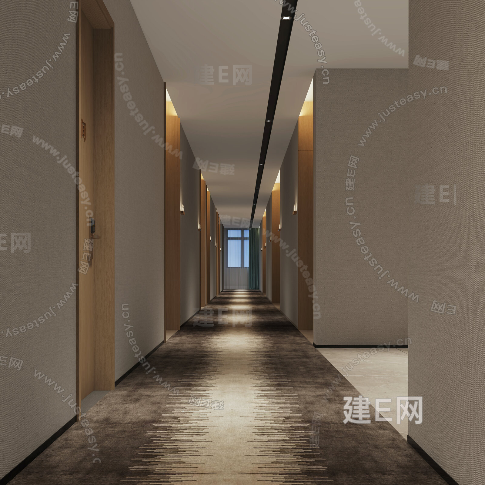 现代酒店过道3d模型下载[ID:109795165]_建e网3d模型