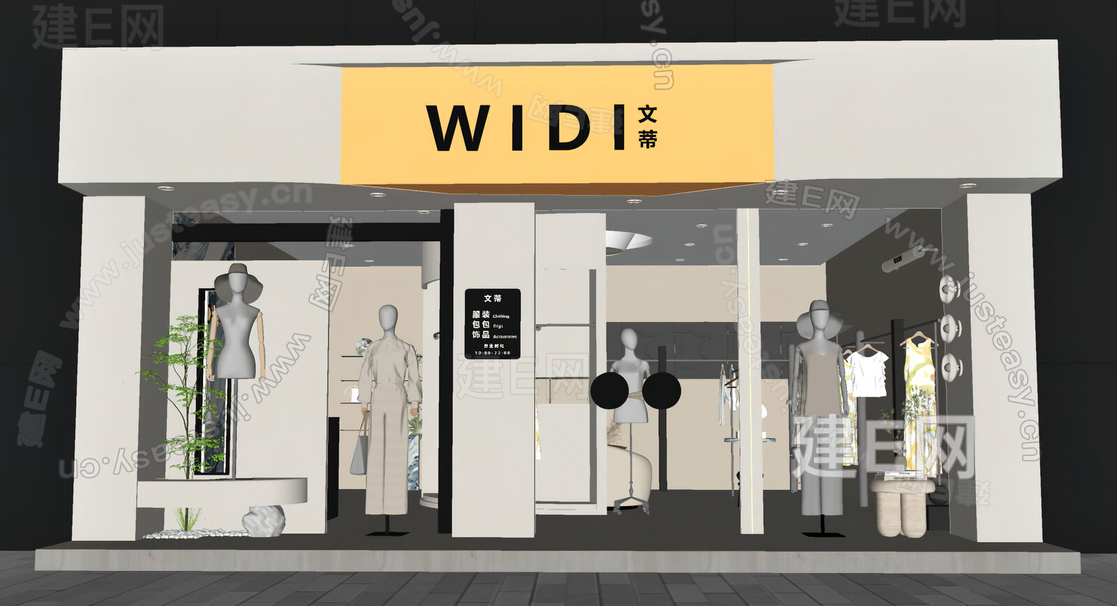 现代服装店门头设计模型SU模型下载[ID:114183990]_建E室内设计网