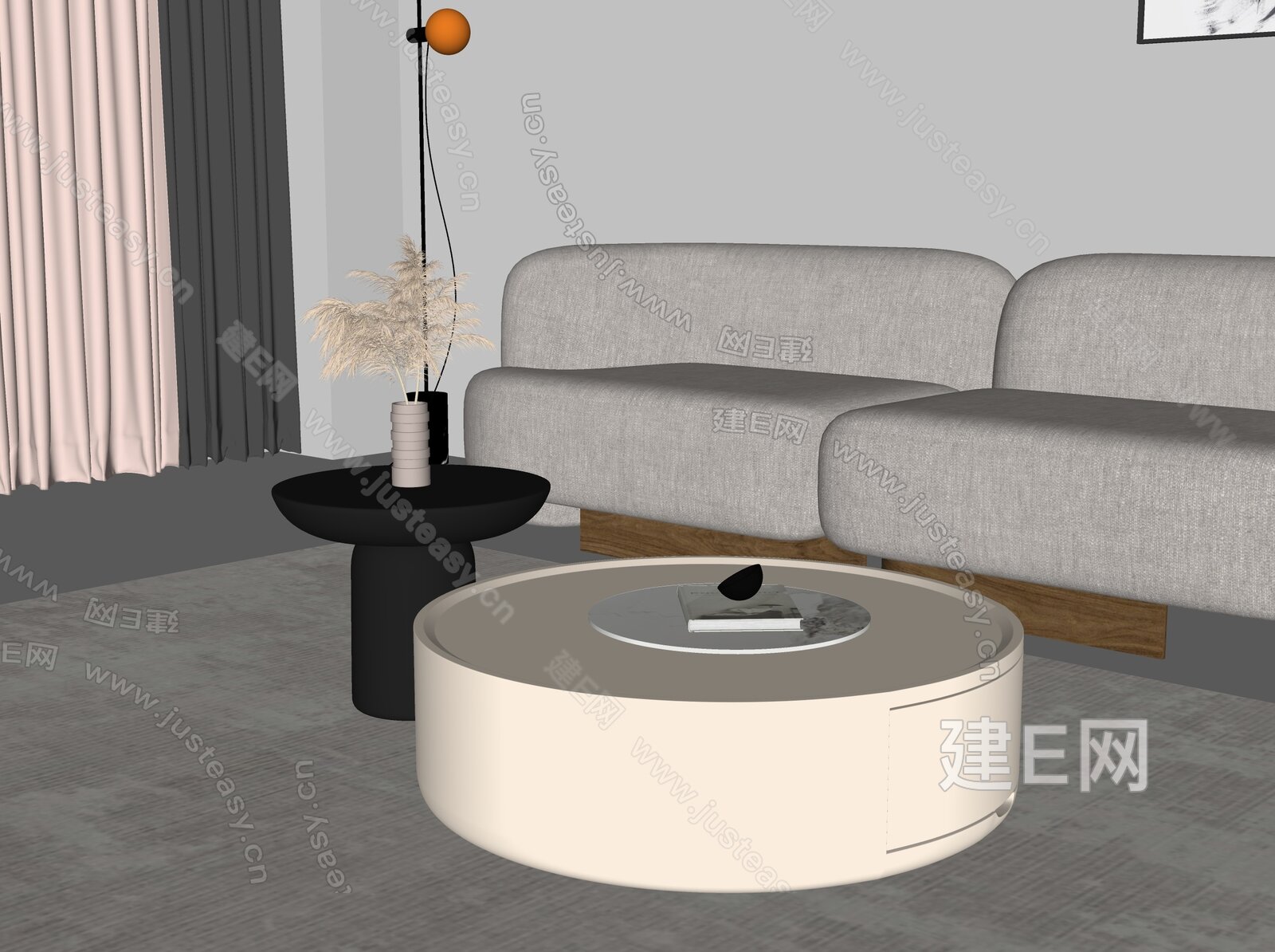 现代沙发茶几模型SU模型下载[ID:113856266]_建E室内设计网