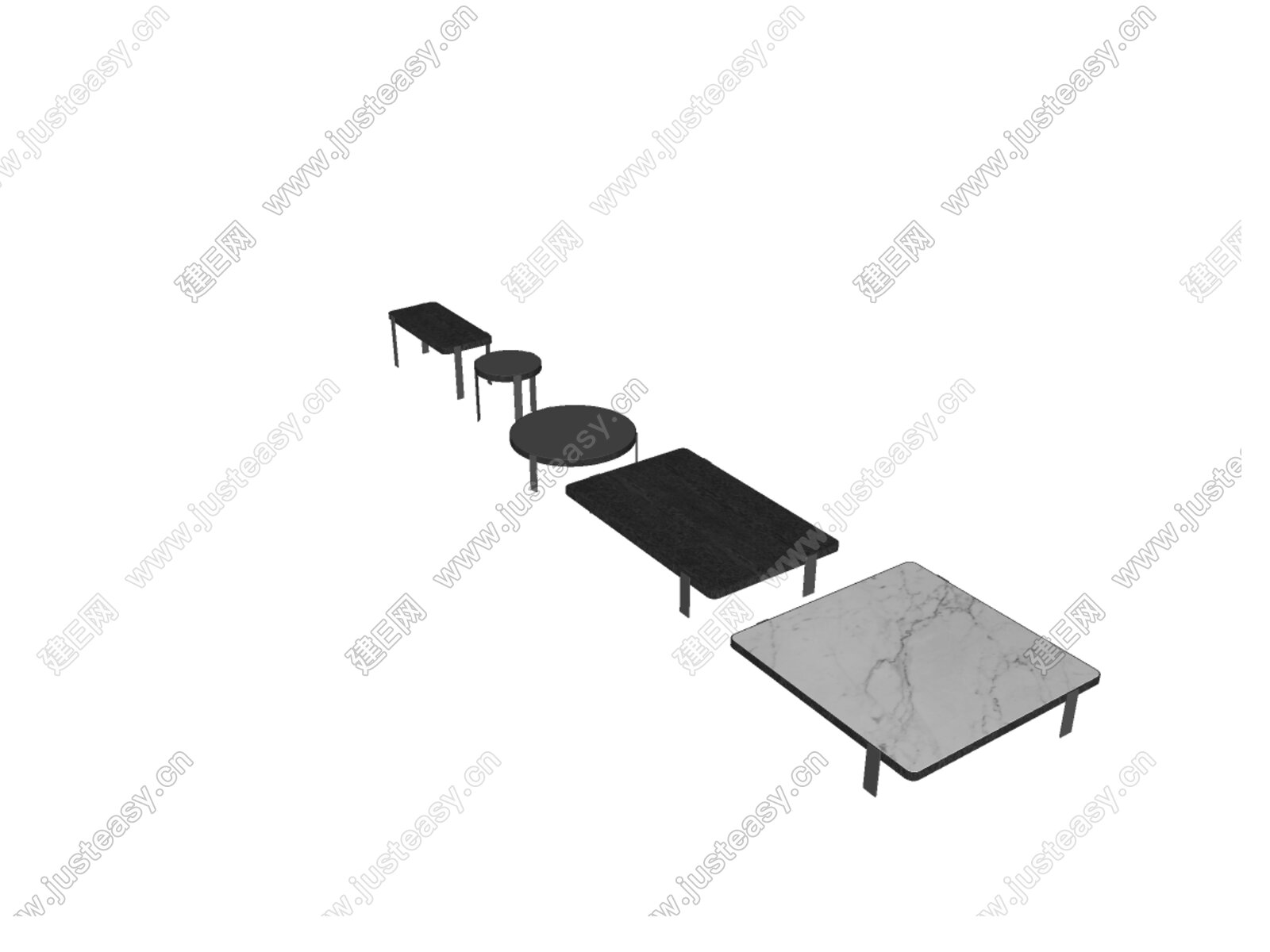 Minotti 现代茶几模型SU模型下载[ID:113790914]_建e网su模型