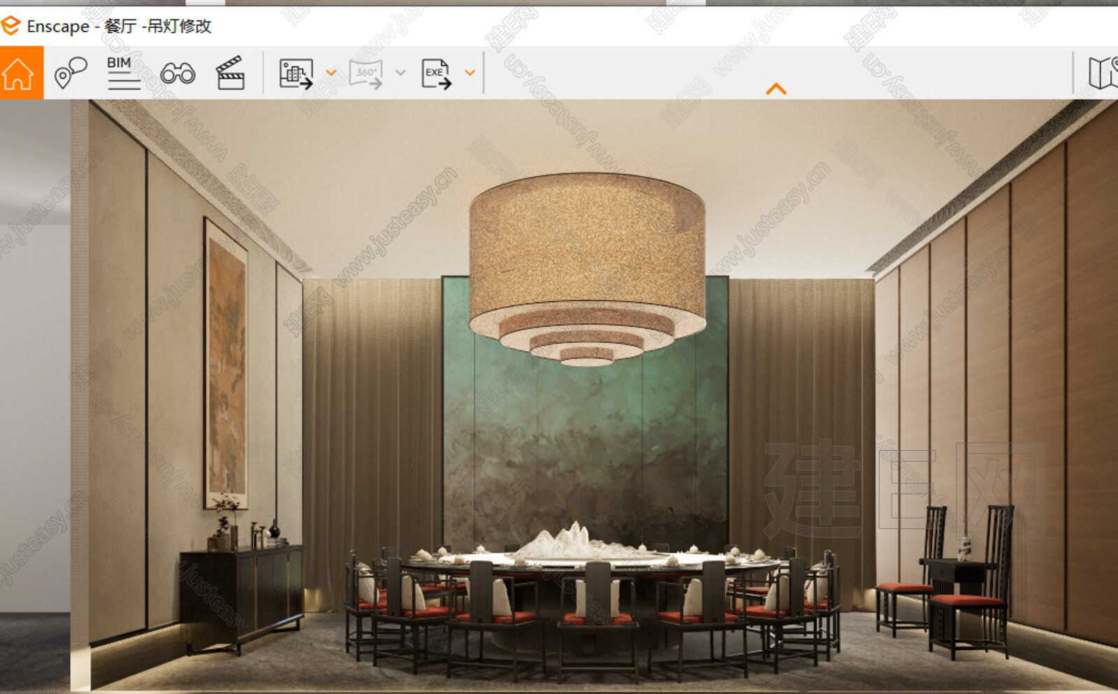 新中式会所包厢模型SU模型下载[ID:114642873]_建e网su模型