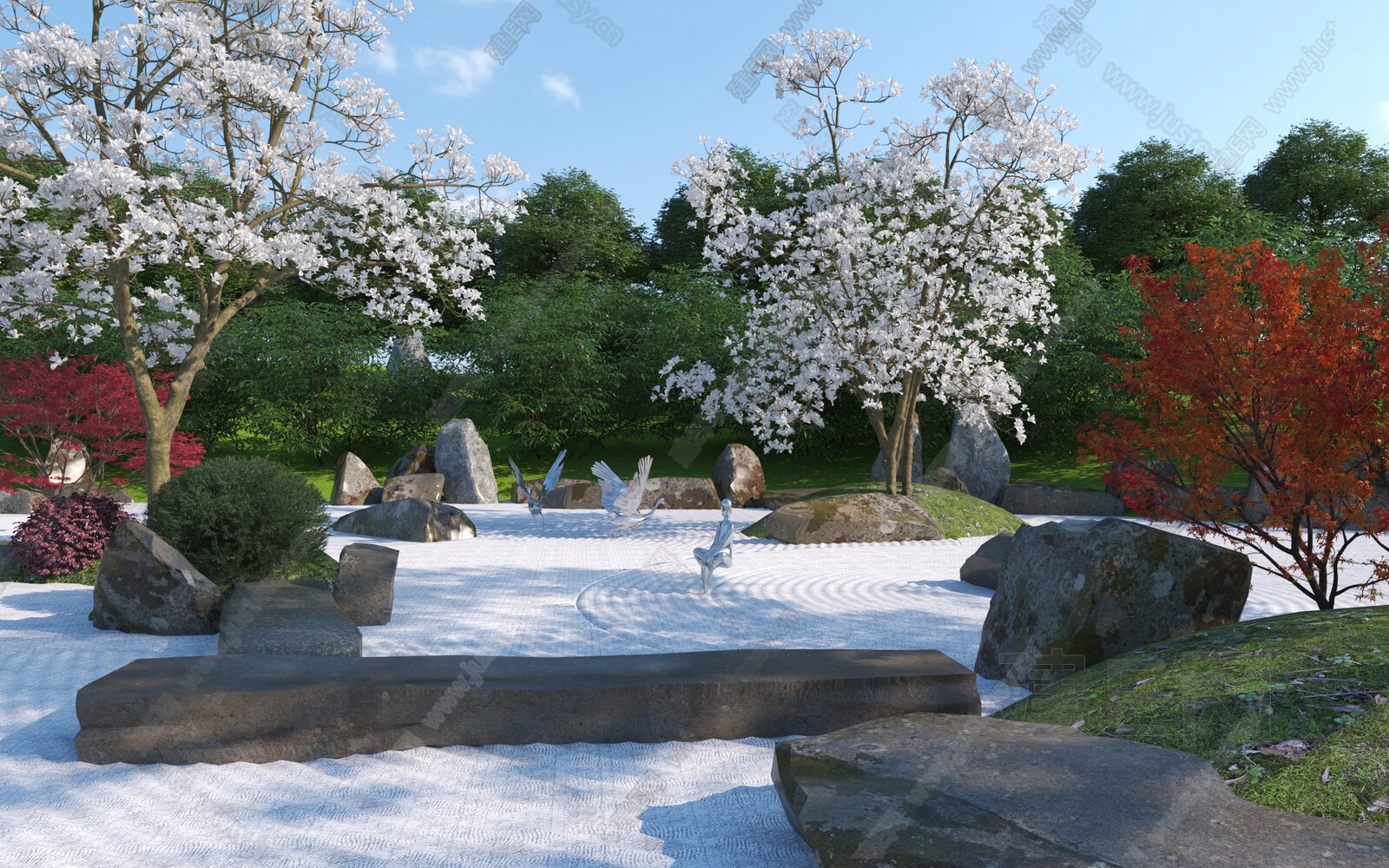 日式庭院花园3d模型下载[ID:110974848]_建e网3d模型