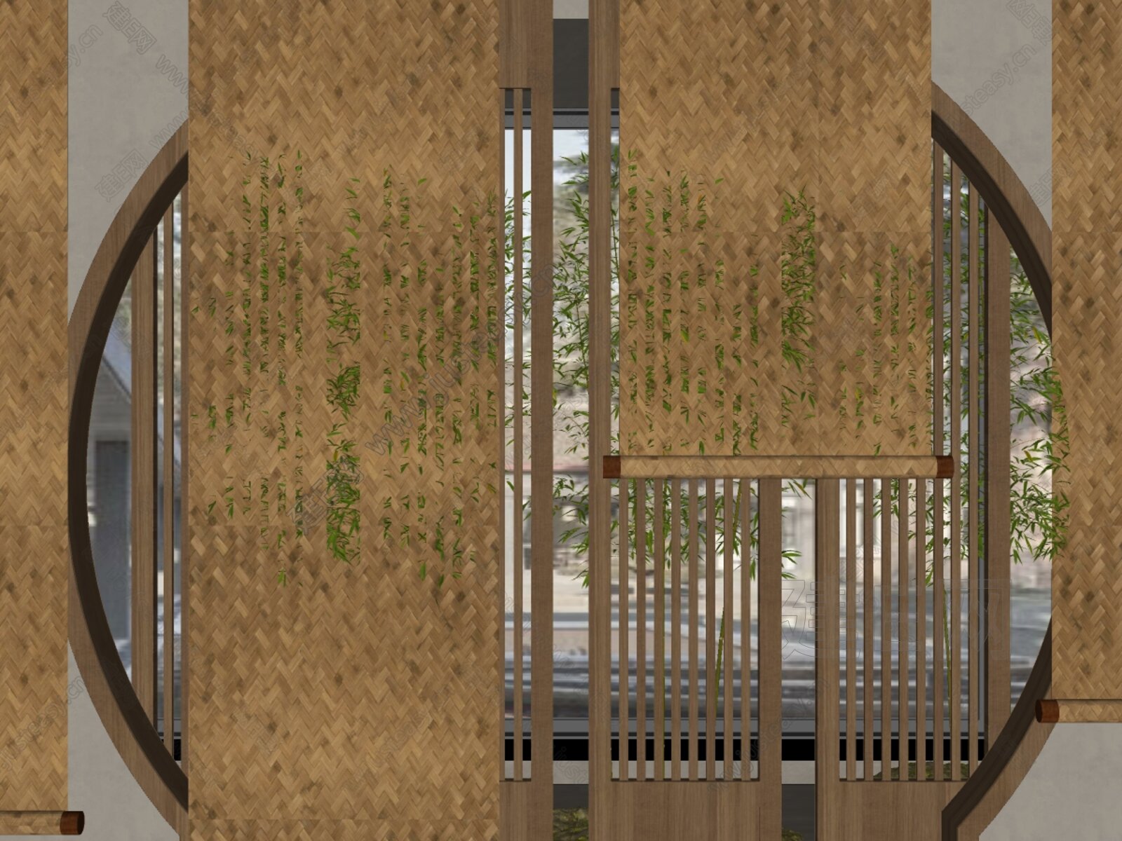 新中式卷帘模型SU模型下载[ID:114380603]_建e网su模型
