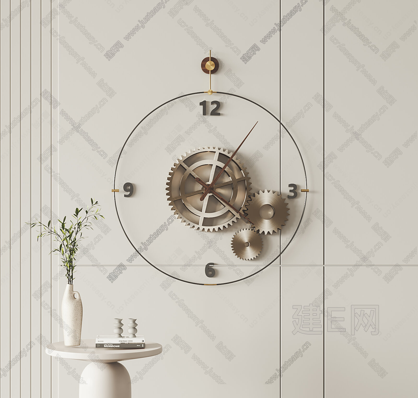 优雅的几何圆形挂钟为您的室内增添一丝精致 - 普象网