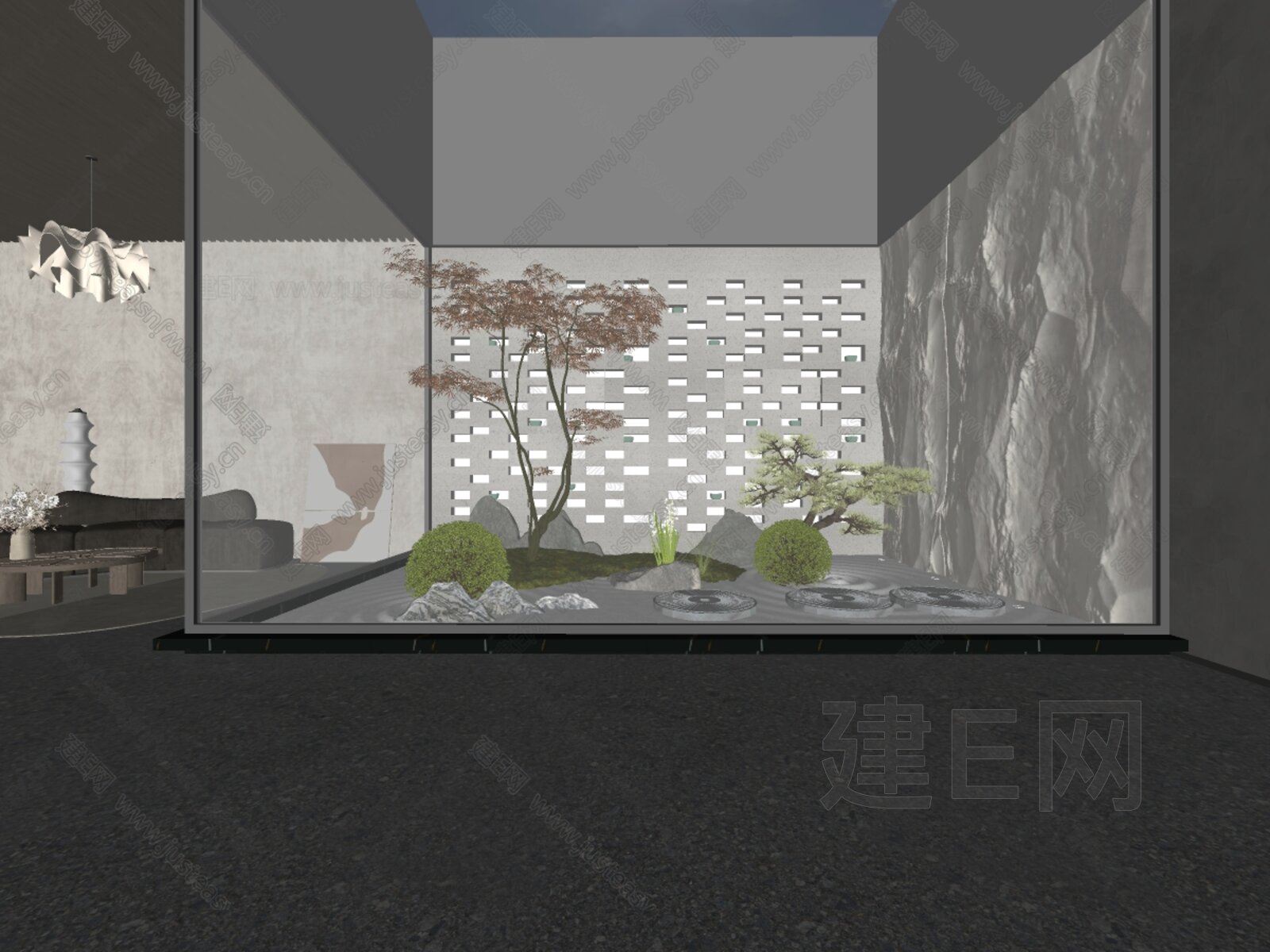 现代景观造景模型SU模型下载[ID:114446204]_建e网su模型