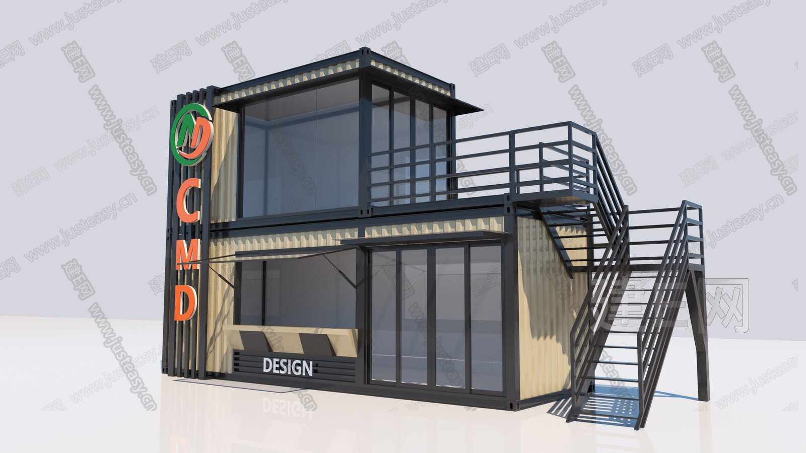 现代集装箱建筑模型SU模型下载[ID:115036132]_建E室内设计网