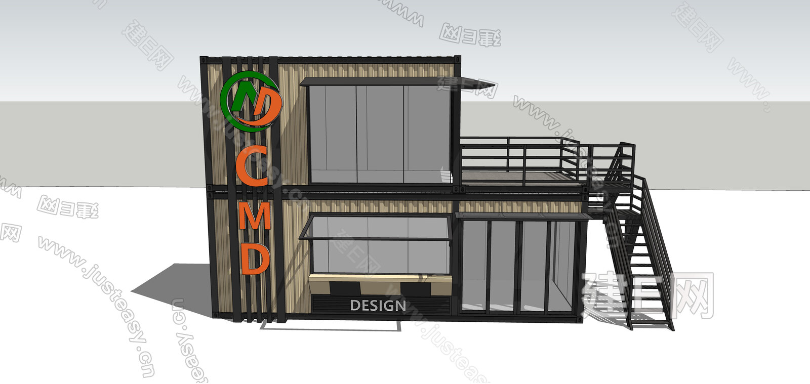 现代集装箱建筑模型SU模型下载[ID:115036132]_建E室内设计网