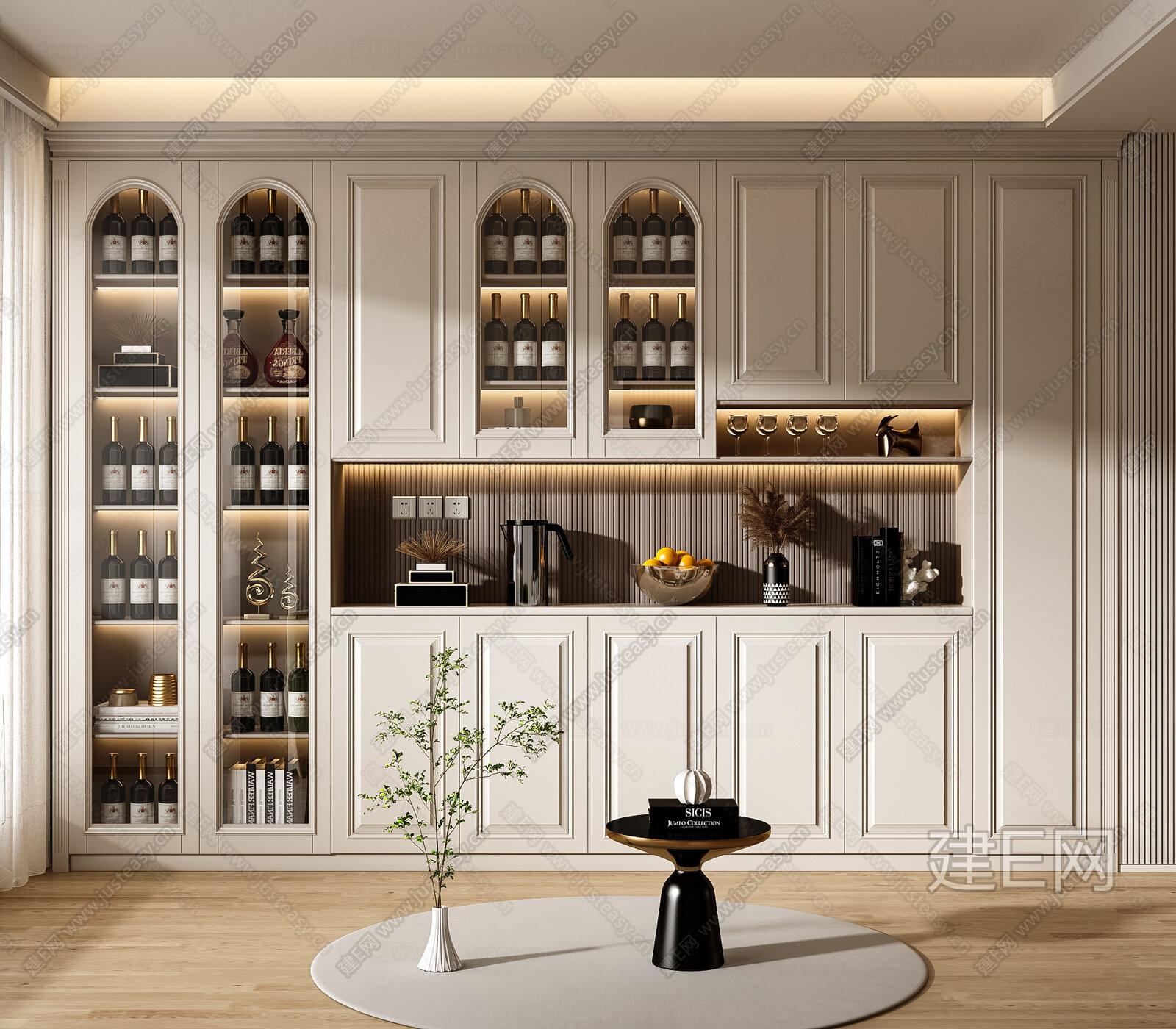 美式酒柜模型SU模型下载[ID:115953644]_建E室内设计网