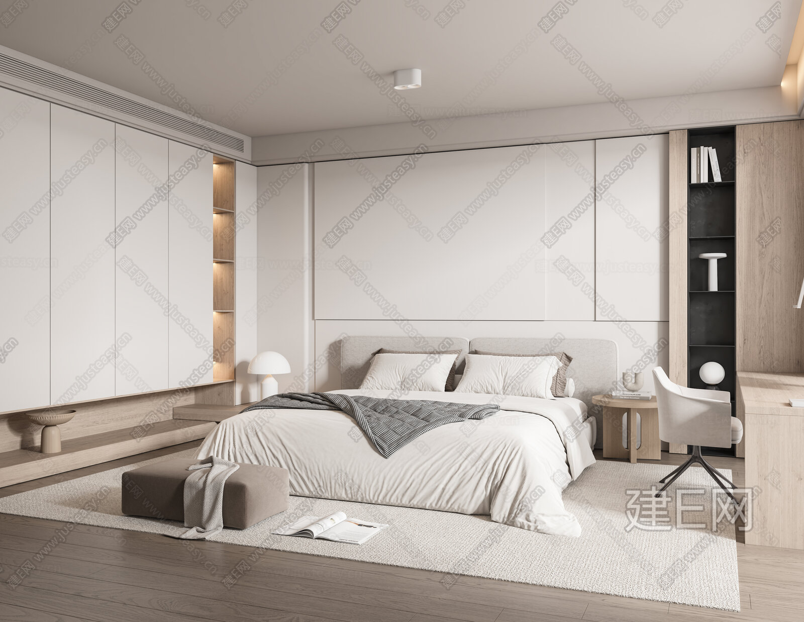 【现代卧室3d模型】建E网_现代卧室3d模型下载[ID:111957882]_打造3d现代卧室模型免费下载平台