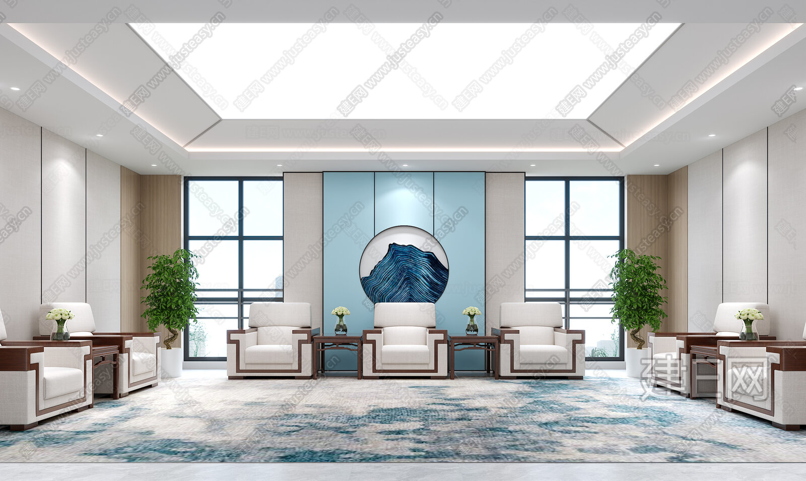 新中式贵宾接待室3d模型下载[ID:111892325]_建e网3d模型