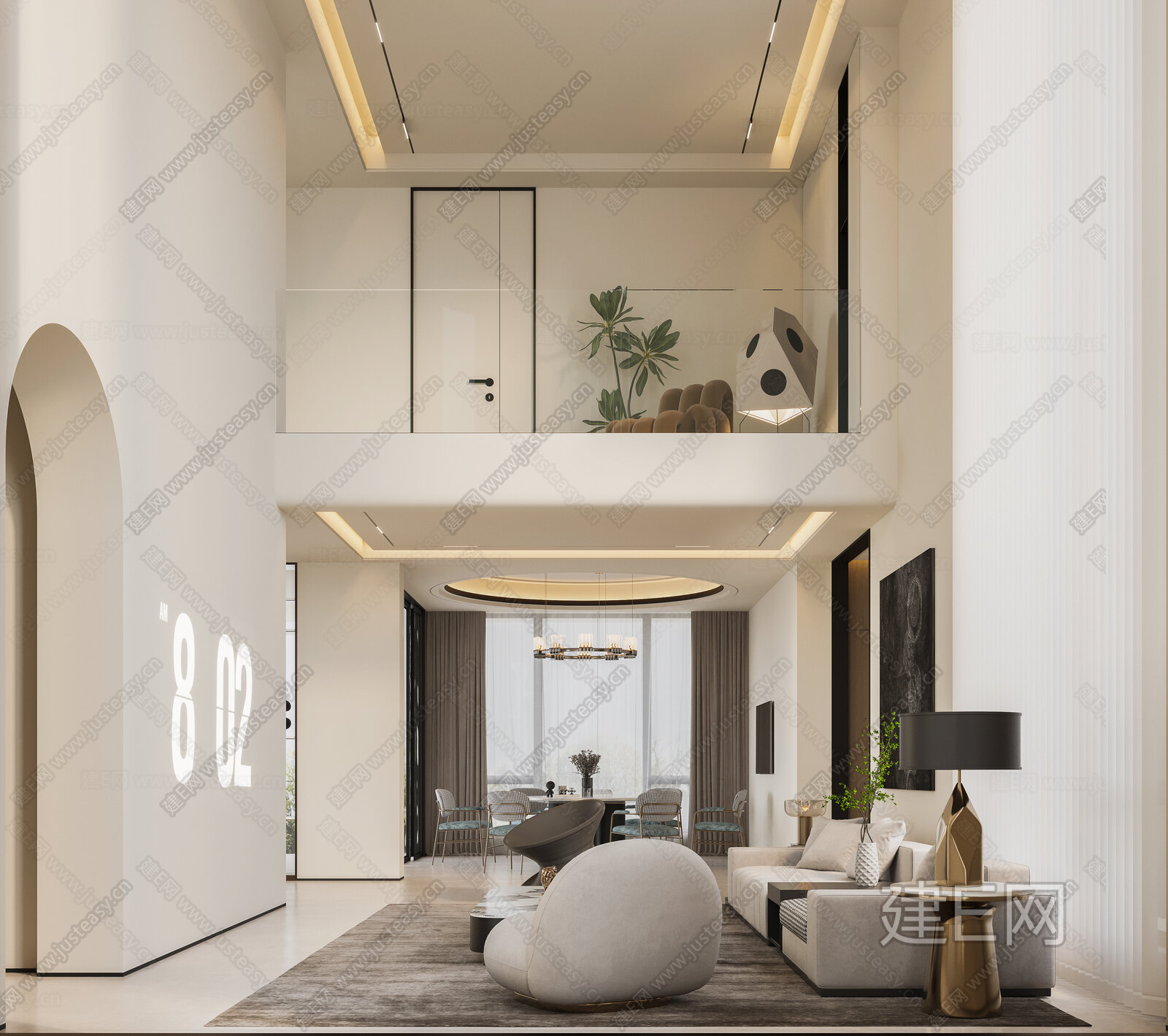 【现代奶油风客厅3d模型】建E网_现代奶油风客厅3d模型下载[ID:111826867]_打造3d现代奶油风客厅模型免费下载平台