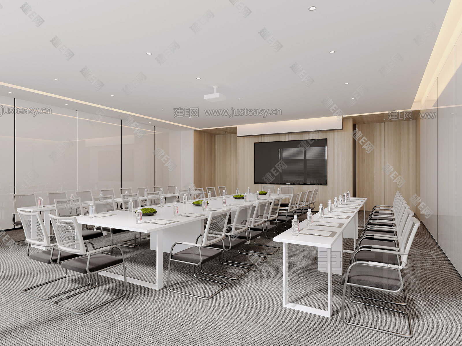 现代会议室模型SU模型下载[ID:116150064]_建e网su模型