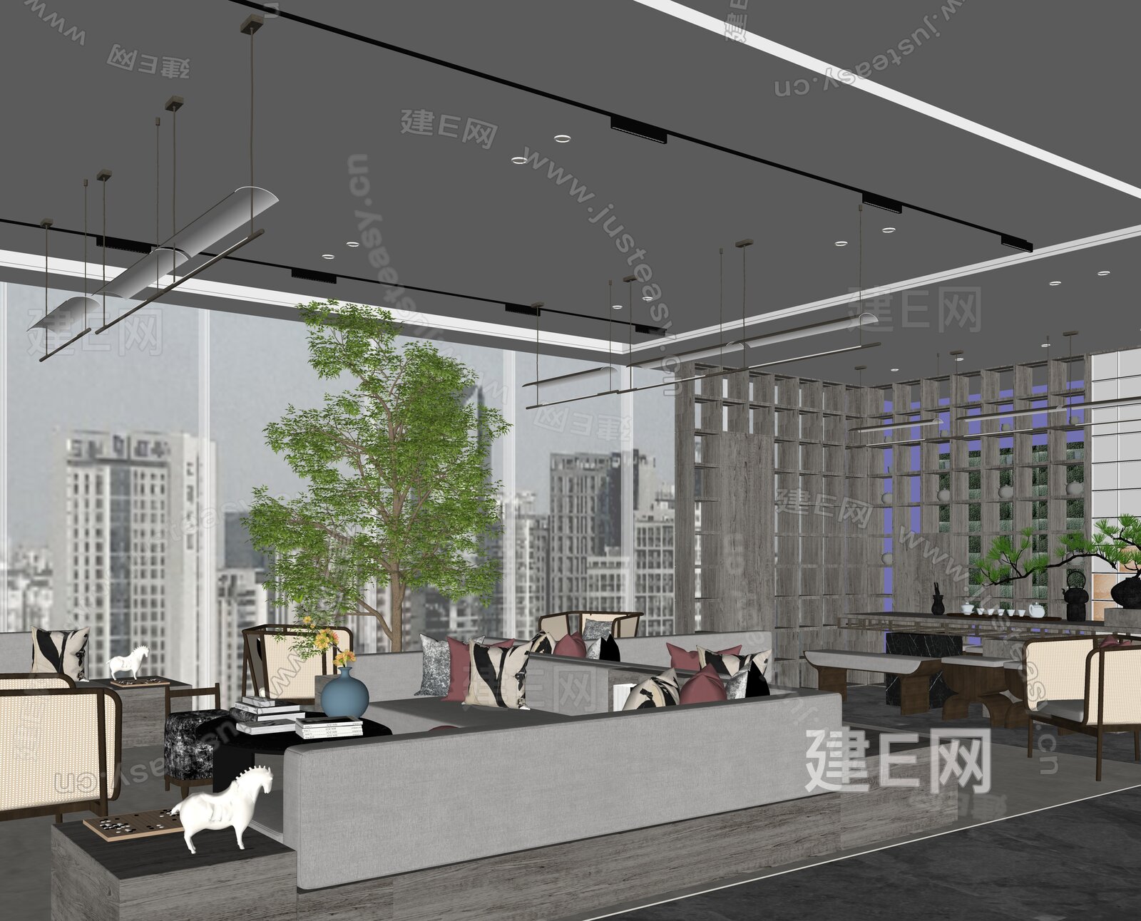 现代售楼处模型SU模型下载[ID:116870951]_建E室内设计网