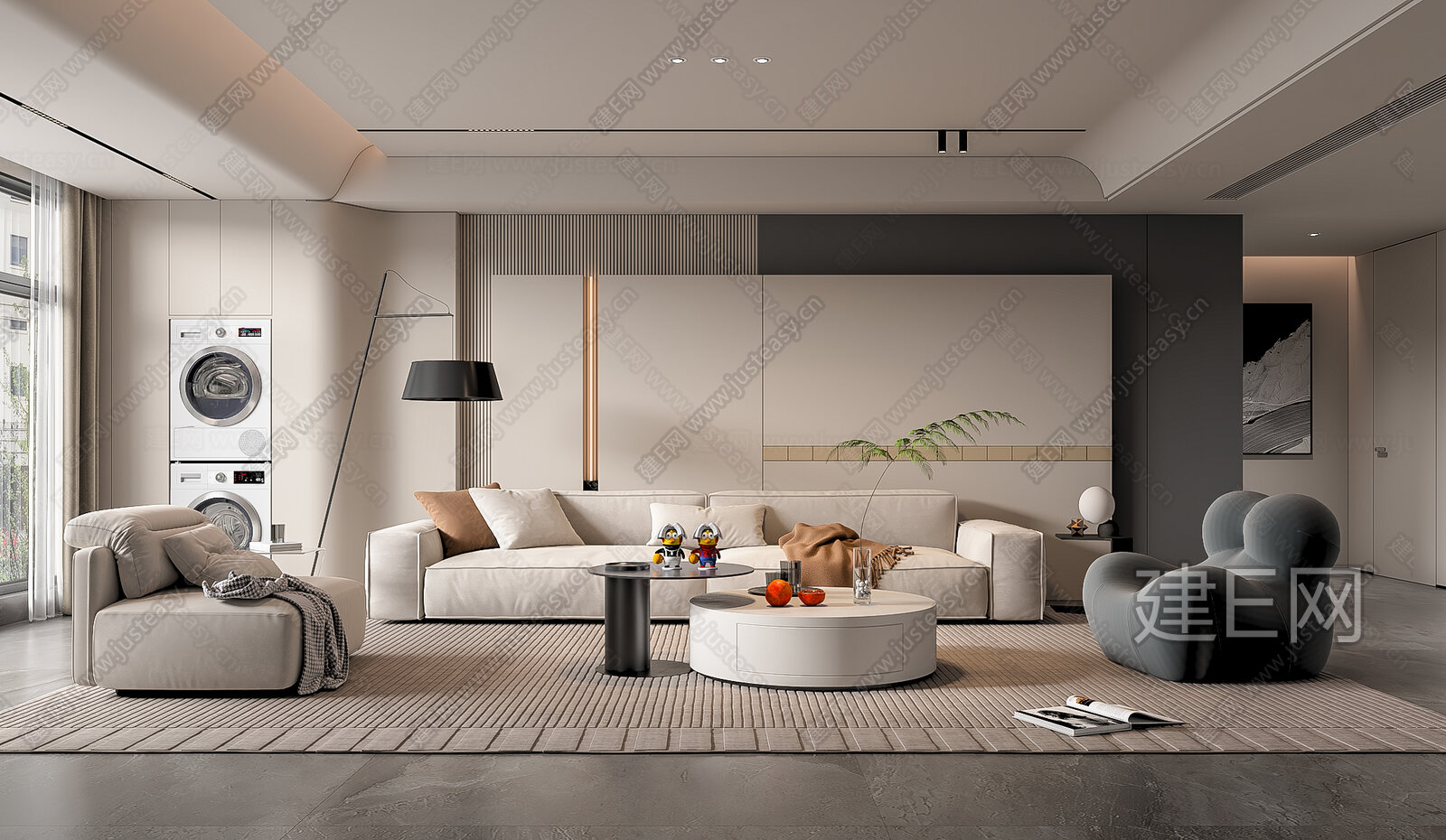 现代客厅模型SU模型下载[ID:116608933]_建e网su模型