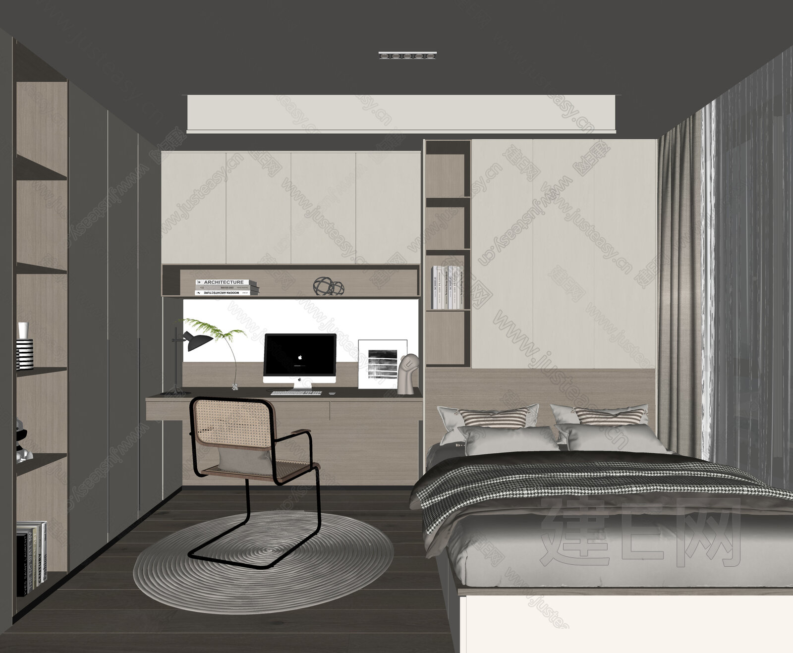 现代榻榻米卧室模型SU模型下载[ID:116608882]_建e网su模型